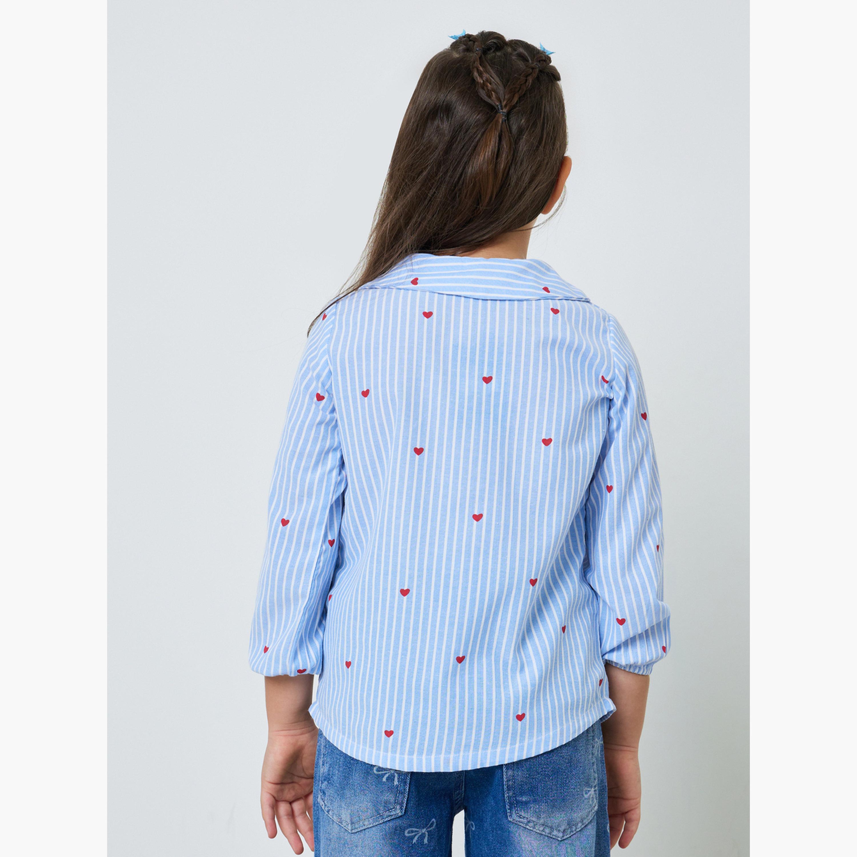 قميص قطن مخطط بقلوب للبنات-girls-clothing-blousesandshirts-image-3