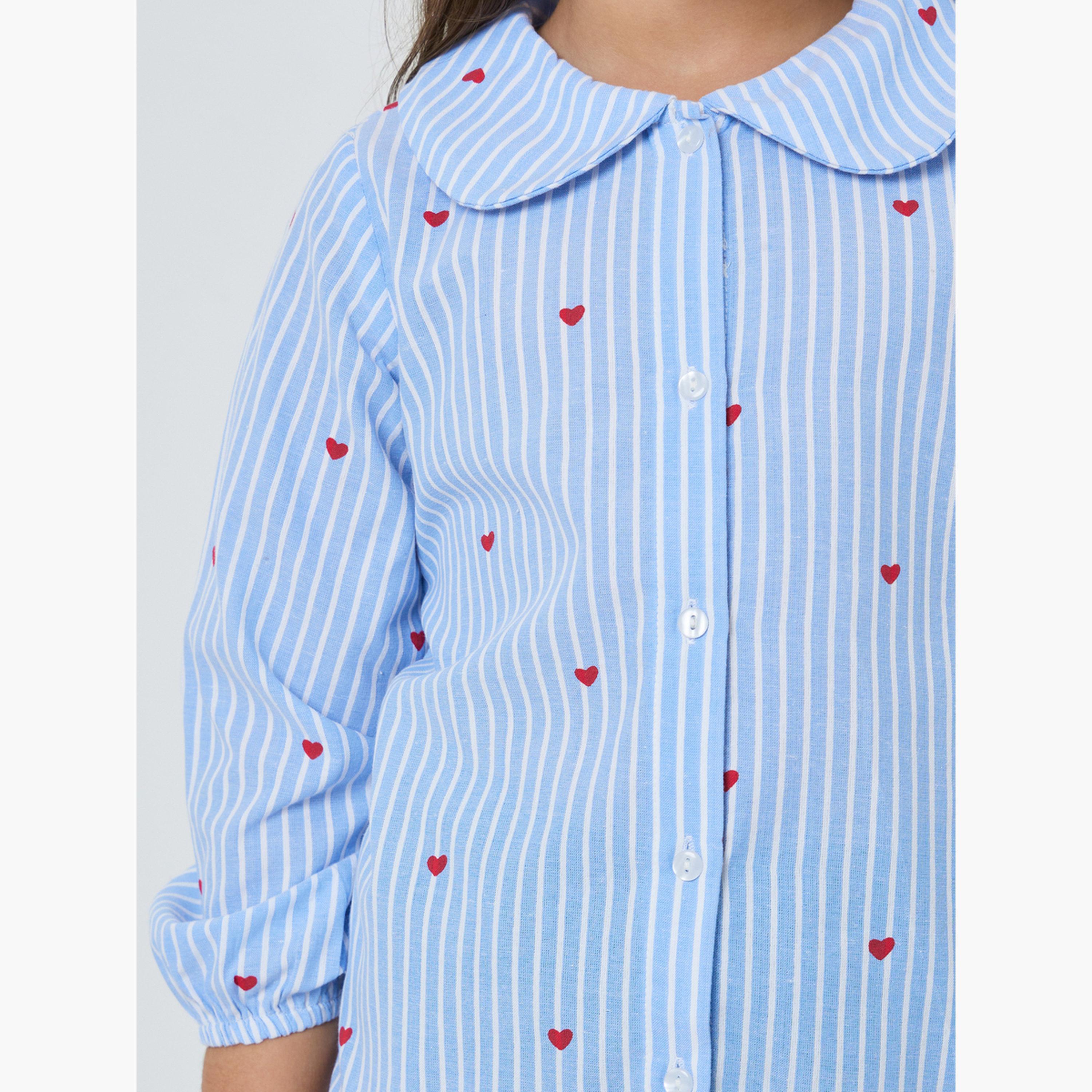 قميص قطن مخطط بقلوب للبنات-girls-clothing-blousesandshirts-image-4