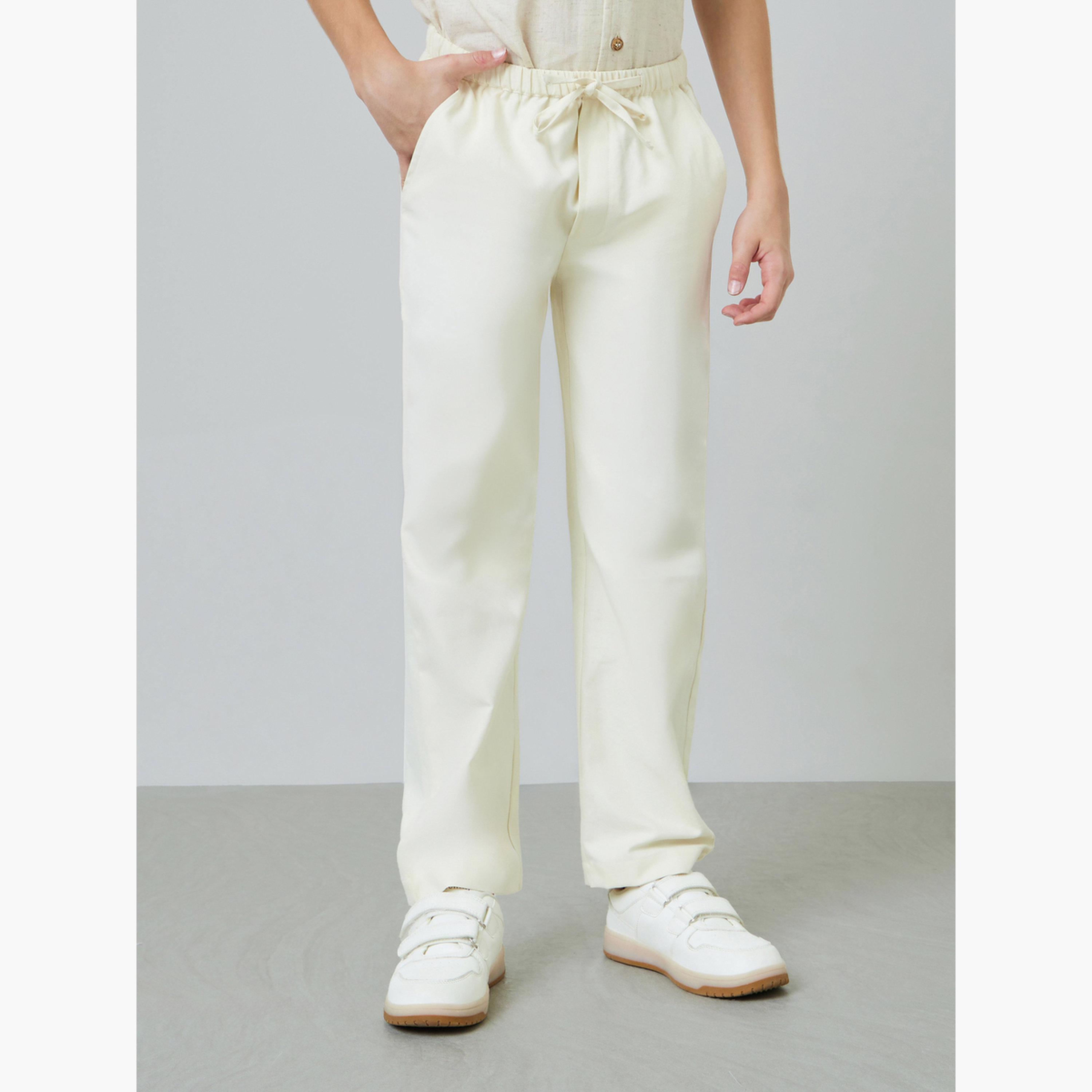 بنطال بقصة عادية برباط للأطفال باللون الأوف وايت-boys-clothing-bottoms-trousers-image-1