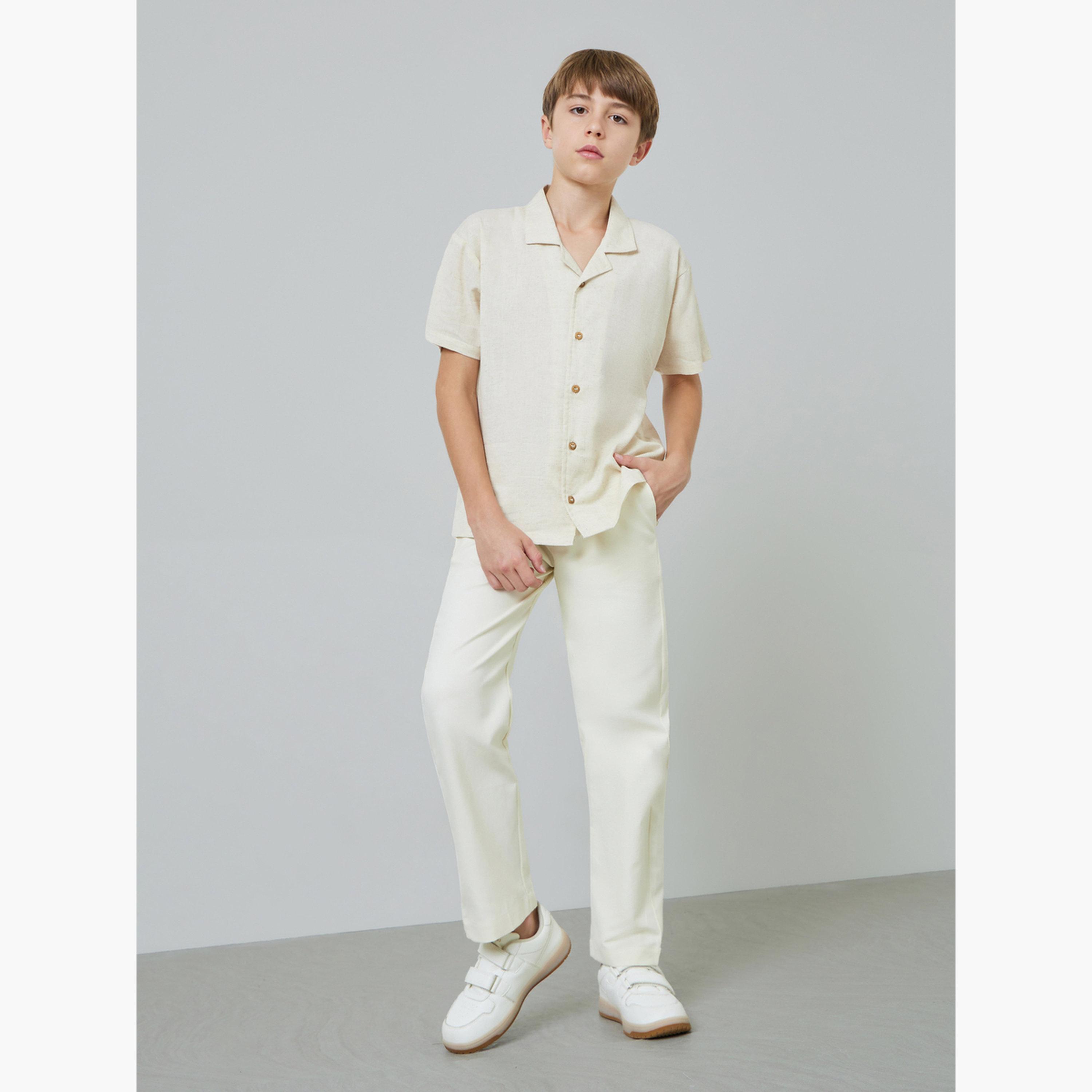 بنطال بقصة عادية برباط للأطفال باللون الأوف وايت-boys-clothing-bottoms-trousers-image-2