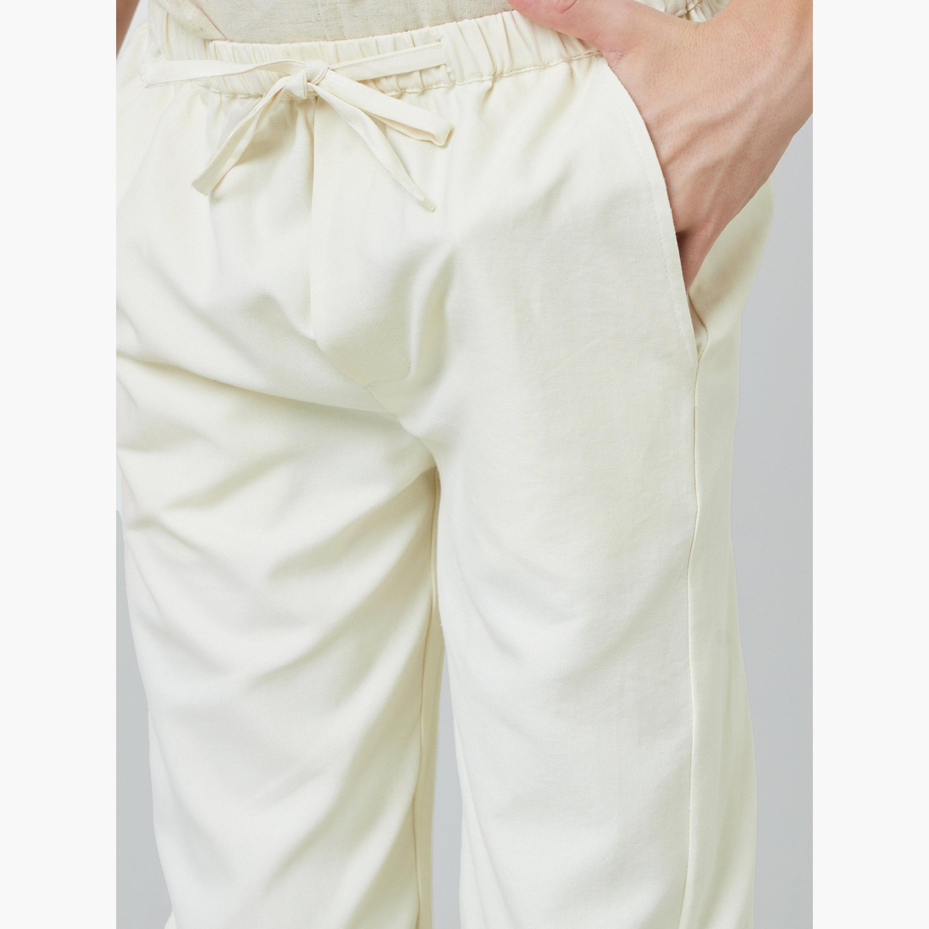بنطال بقصة عادية برباط للأطفال باللون الأوف وايت-boys-clothing-bottoms-trousers-image-3