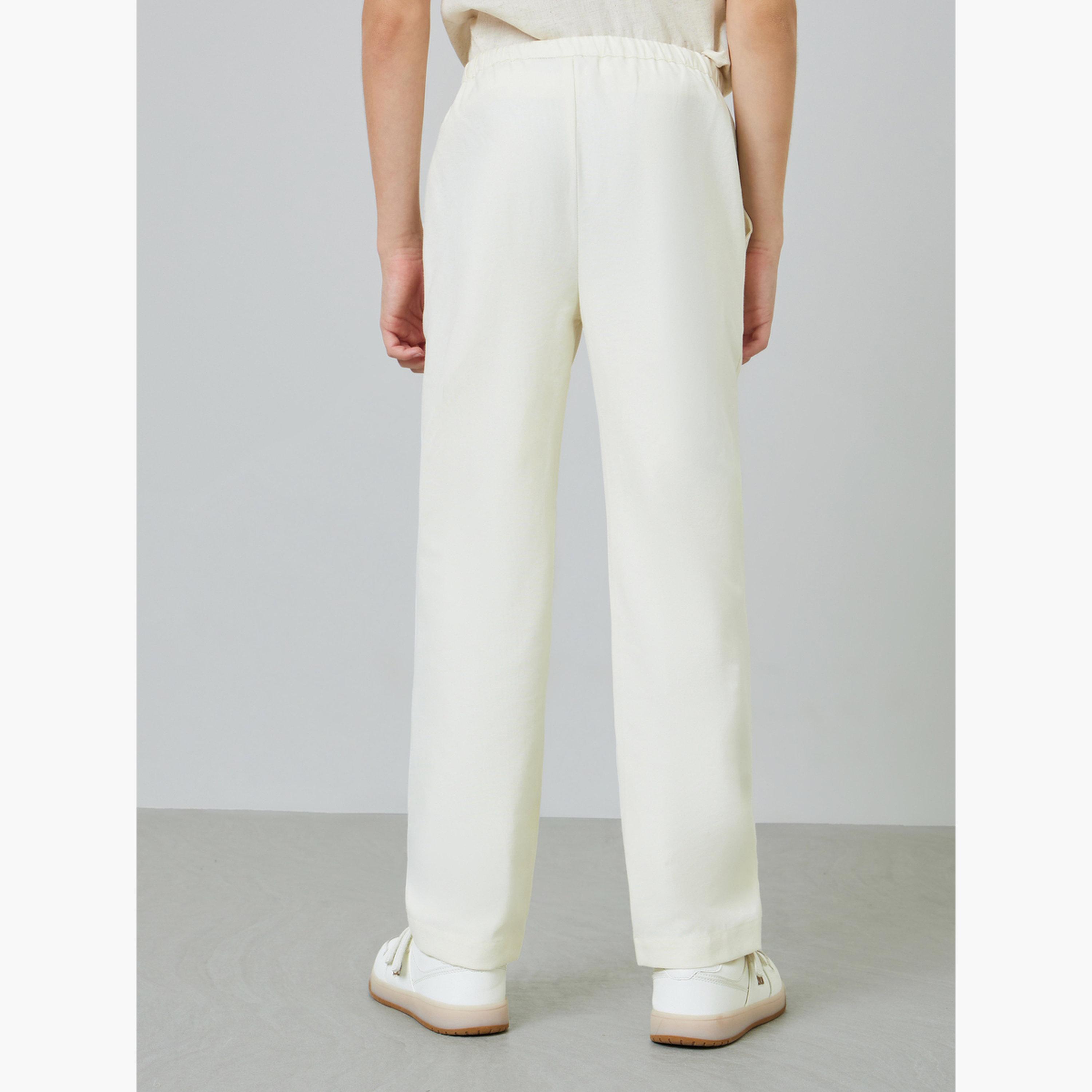 بنطال بقصة عادية برباط للأطفال باللون الأوف وايت-boys-clothing-bottoms-trousers-image-4