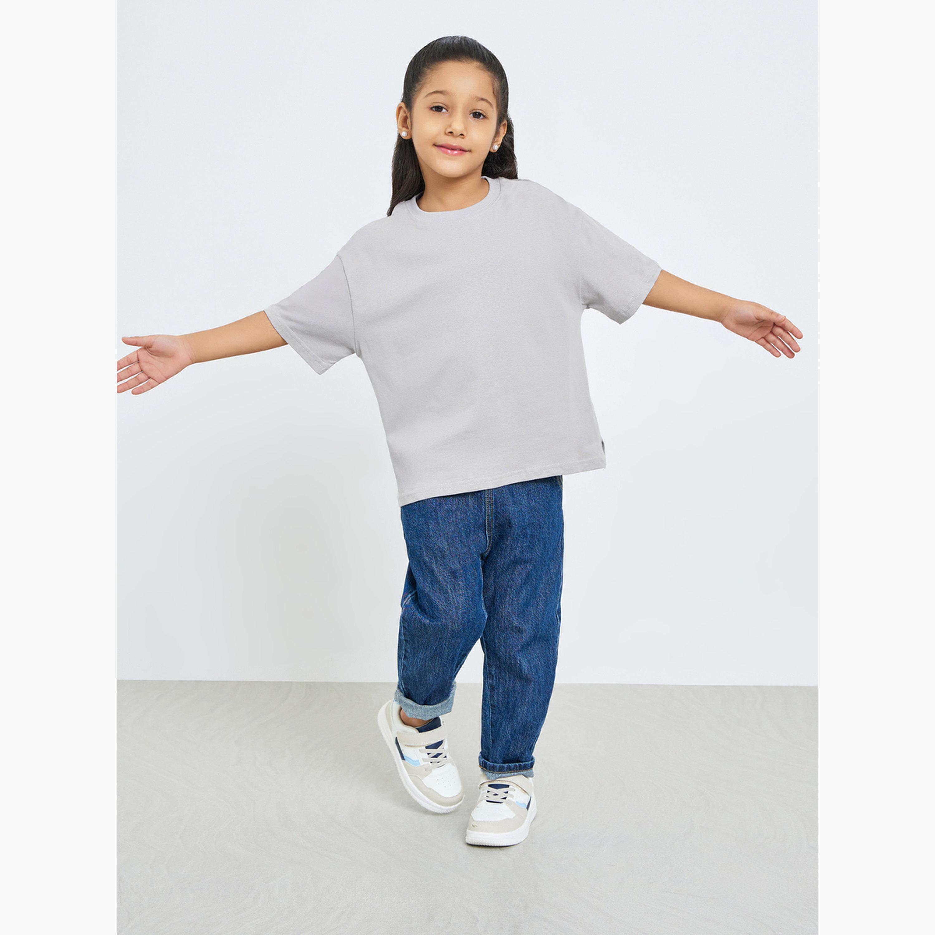 تيشيرت بياقة دائرية وطبعة جرافيك-girls-clothing-tshirts-image-2