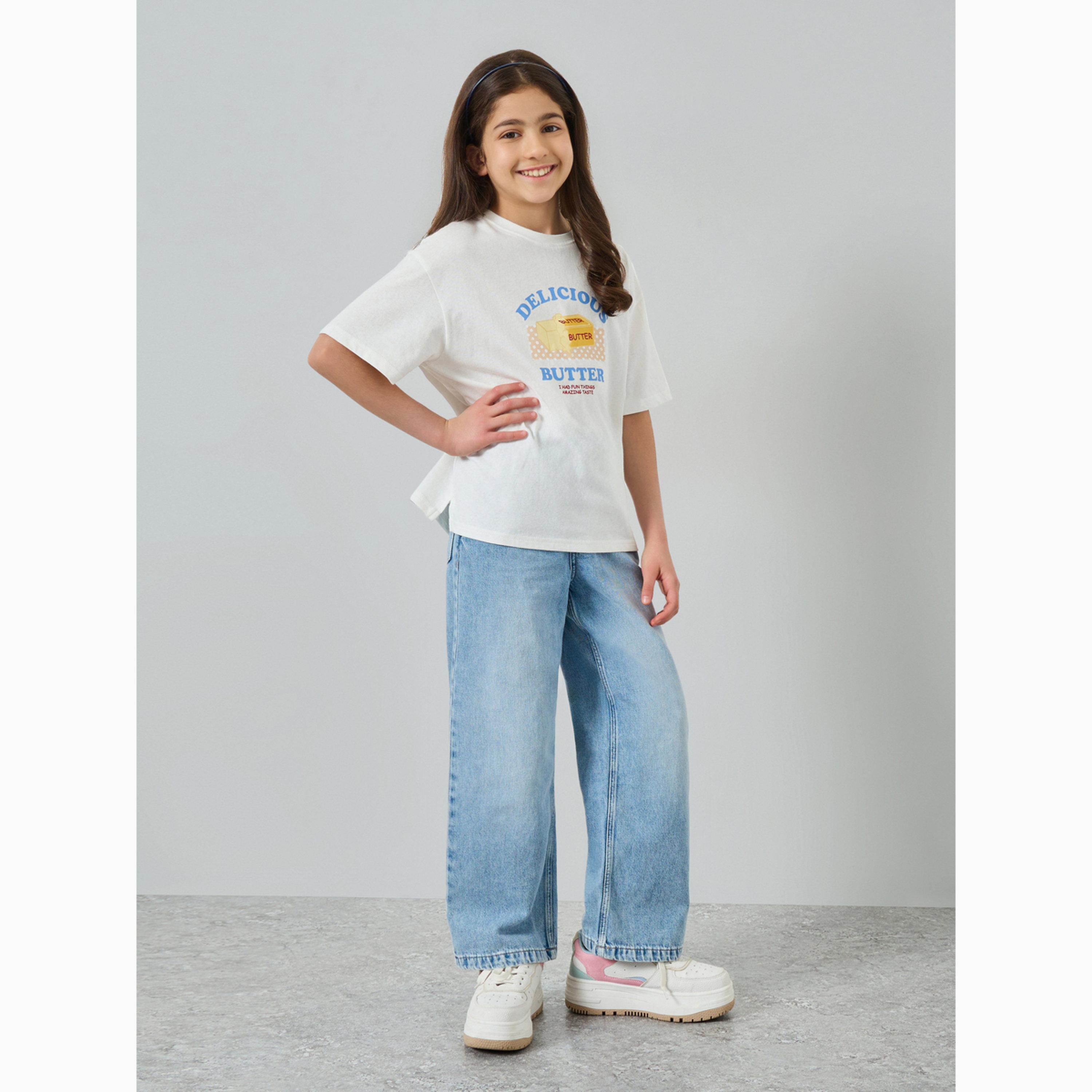 Take Two Teen Girls White Cotton Graphic Relaxed T-Shirt-girls-clothing-tshirts-image-2