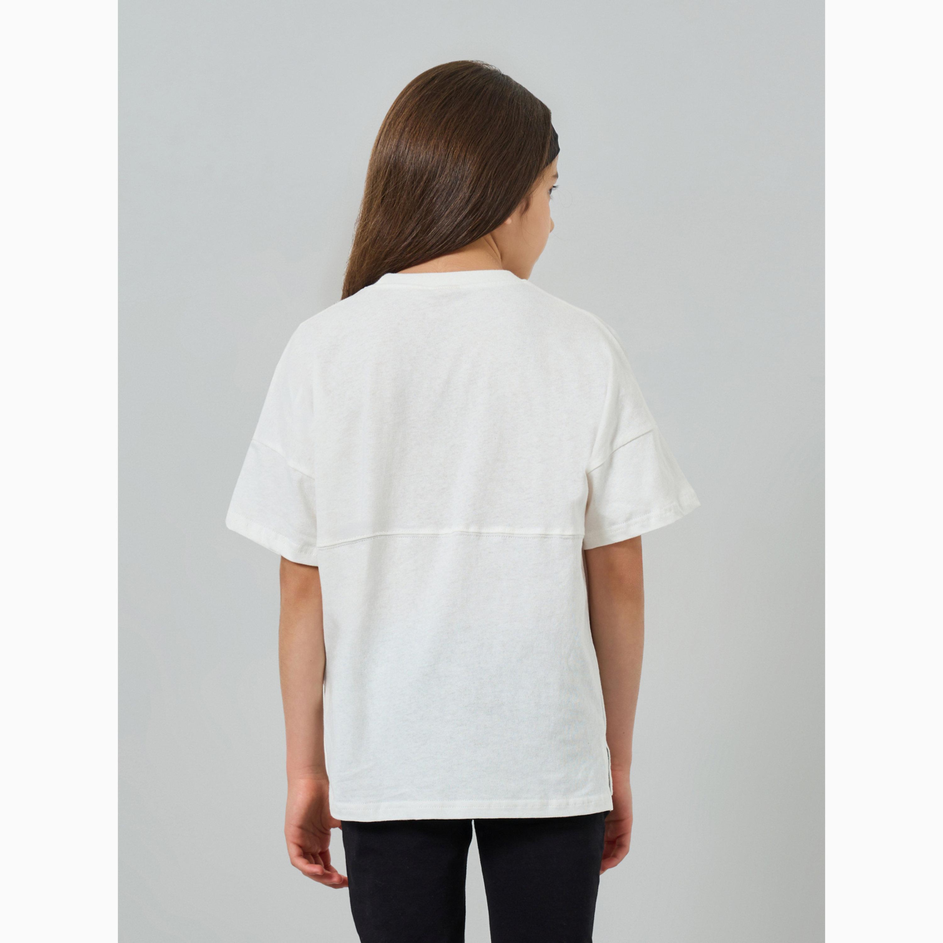Take Two Teen Girls White Cotton Graphic Relaxed T-Shirt-girls-clothing-tshirts-image-4