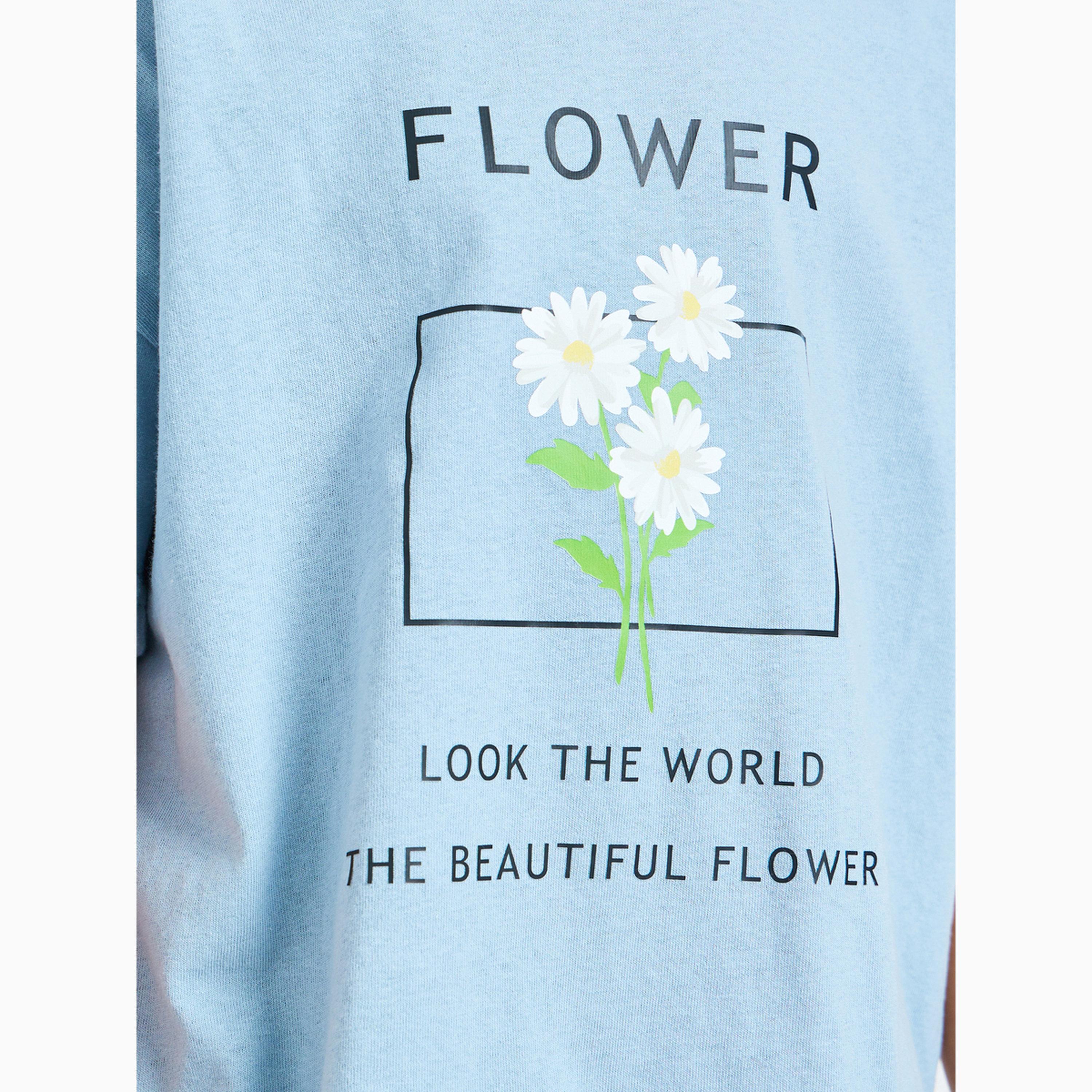 تيشيرت بياقة دائرية وطبعة جرافيك-girls-clothing-tshirts-image-4
