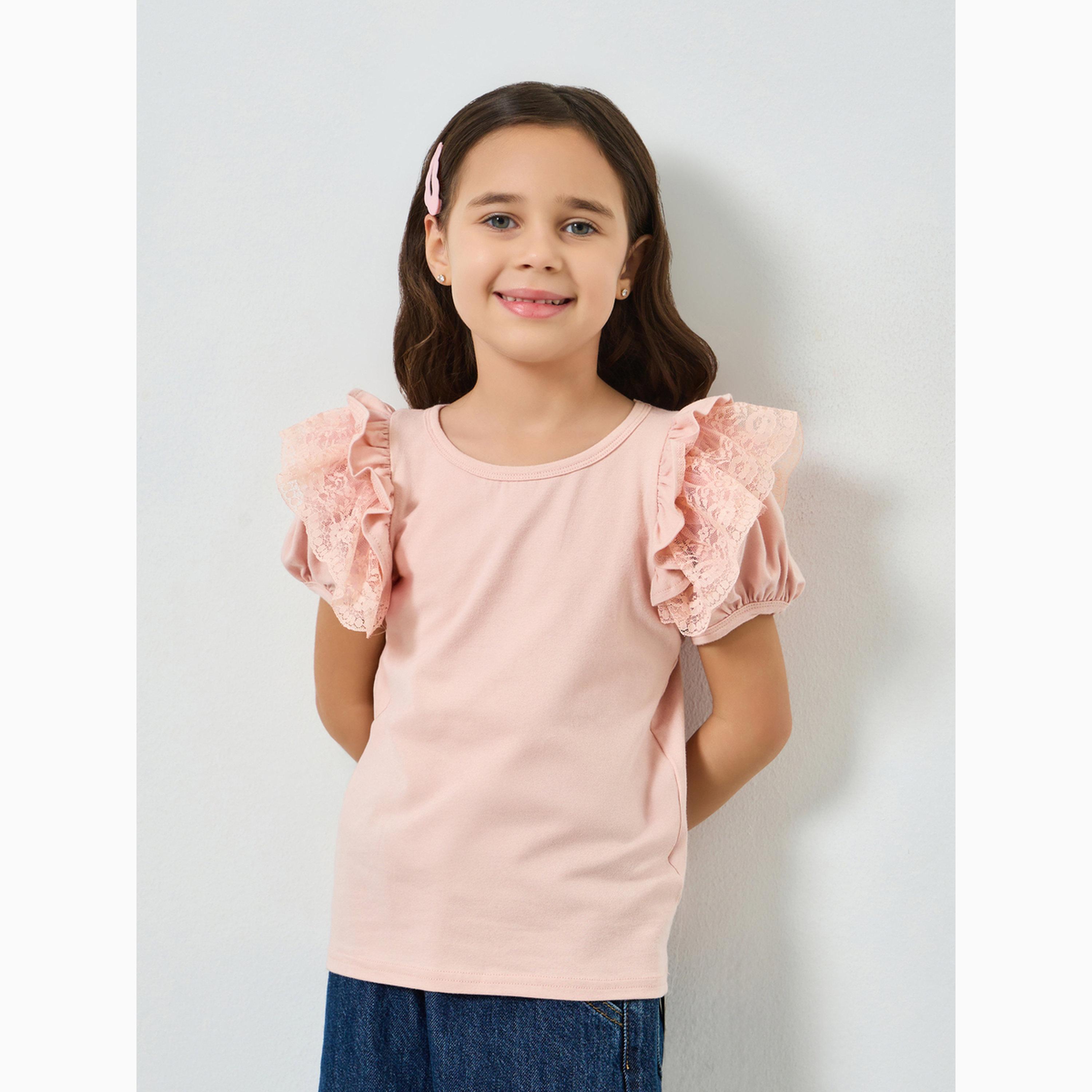 بلوزة دانتيل بأكمام منفوخة-girls-clothing-blousesandshirts-image-5