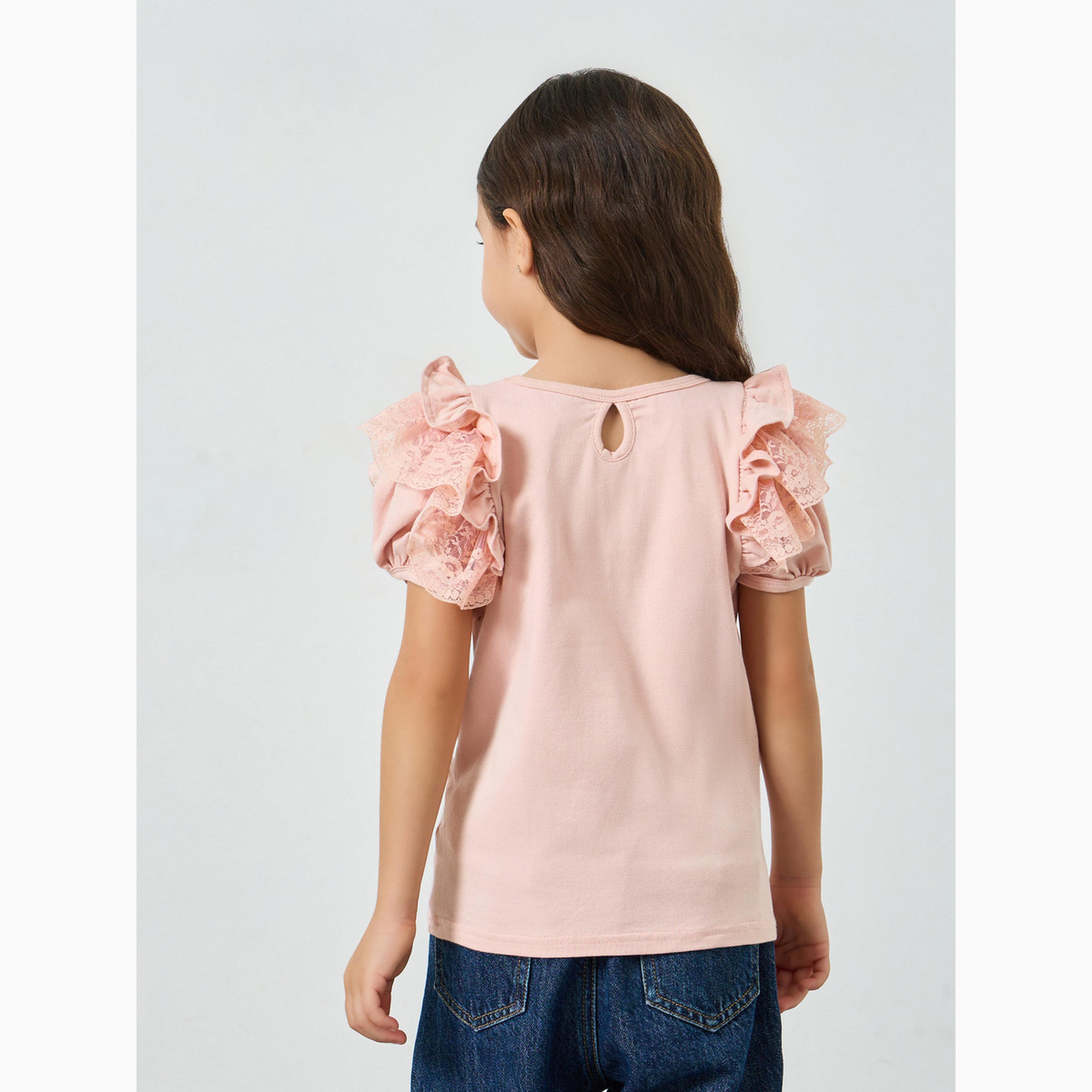 بلوزة دانتيل بأكمام منفوخة-girls-clothing-blousesandshirts-image-2