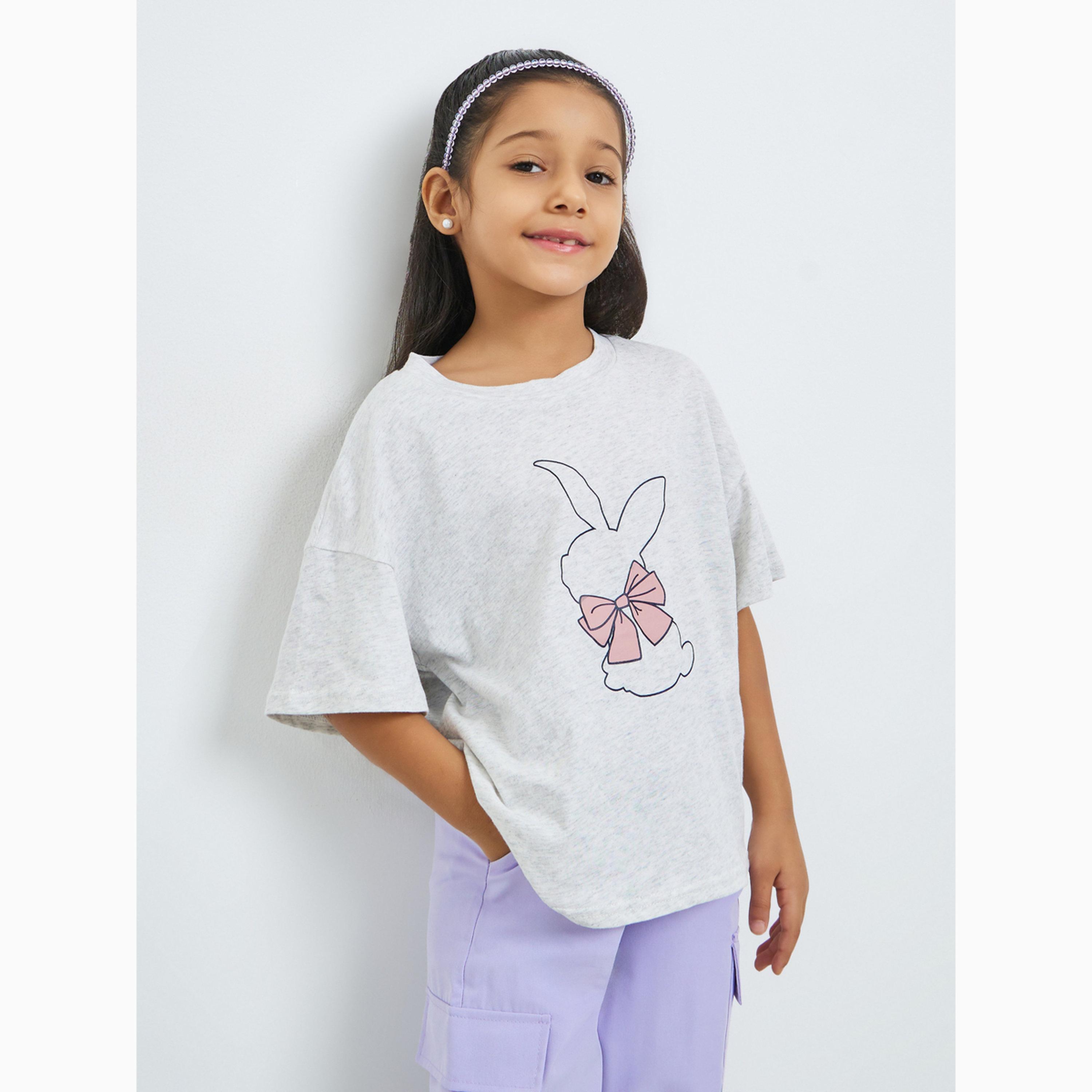 Take Two Girls Graphic Print Dropped Shoulder Short Sleeve T-Shirt-girls-clothing-tshirts-image-1
