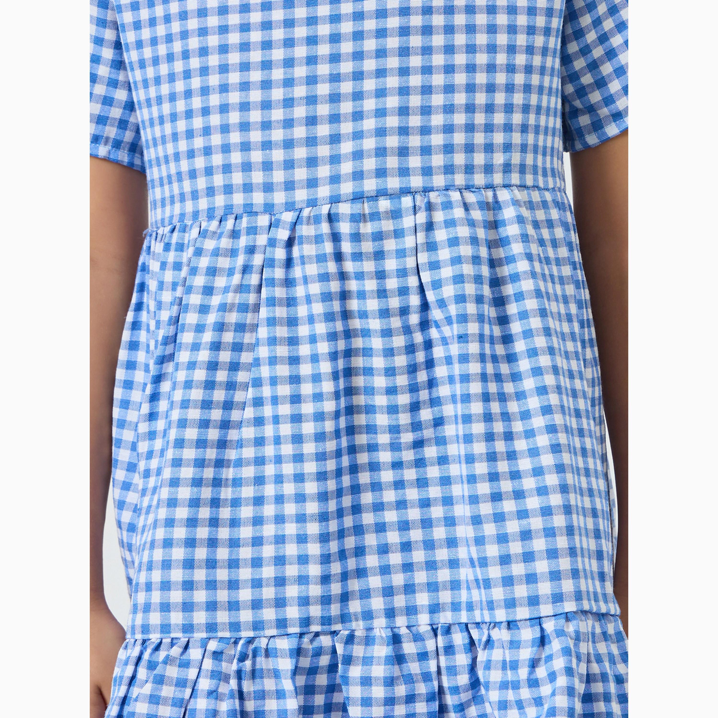 Take Two Girls Checked Short Sleeve Tiered Dress-girls-clothing-dressesandjumpsuits-image-3