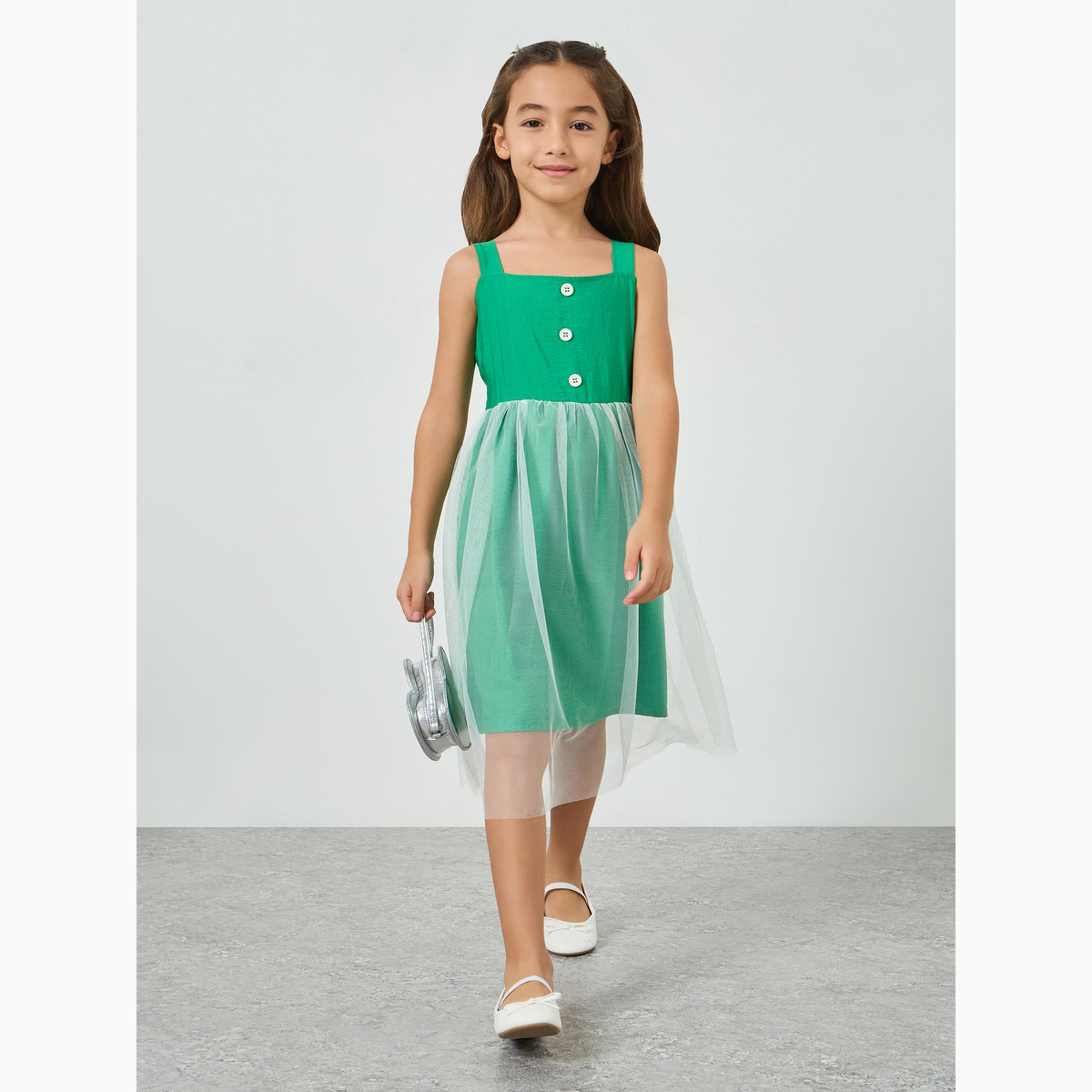 فستان شبك بلا أكمام-girls-clothing-dressesandjumpsuits-image-1
