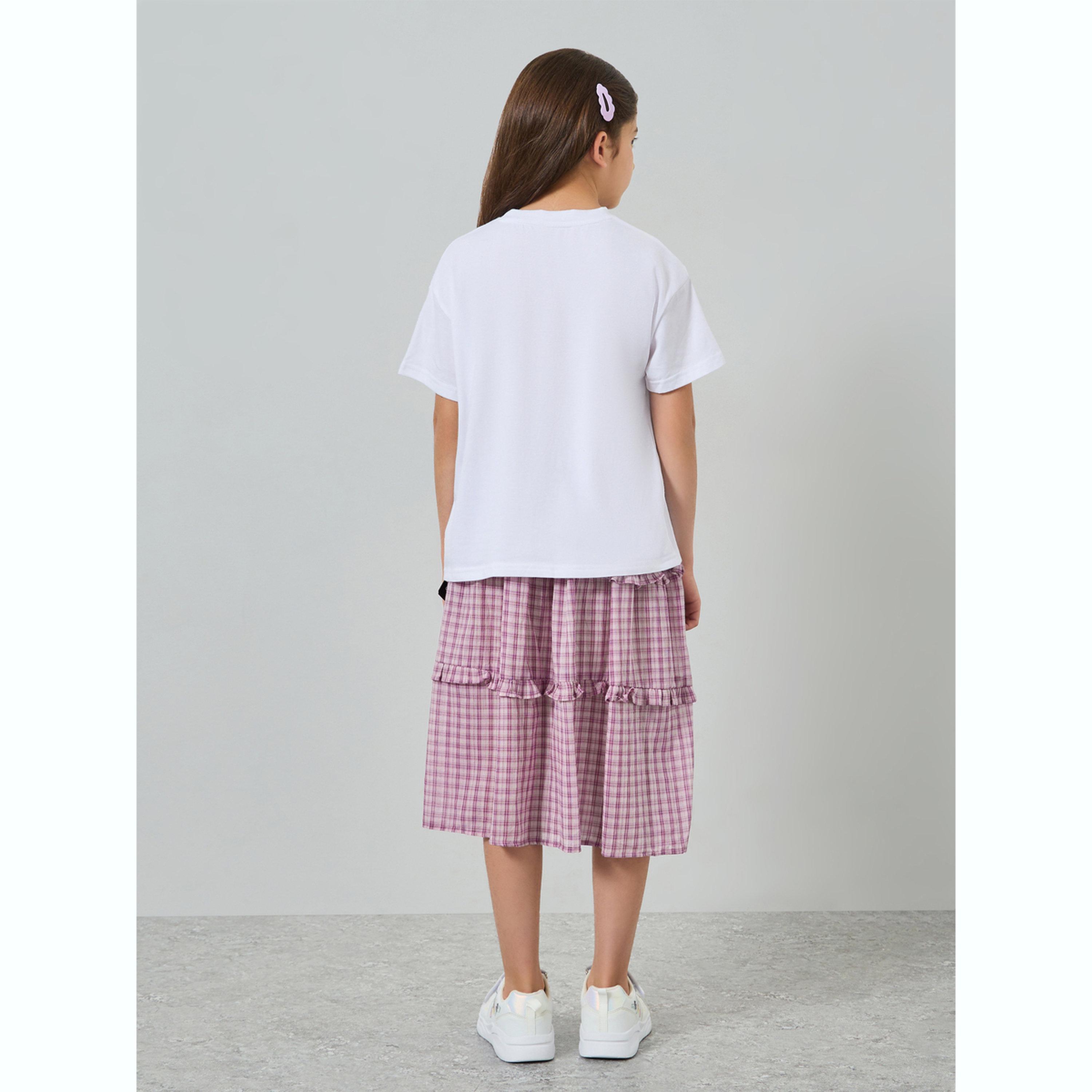 Take Two Teen Girls Printed T-Shirt and Checked Ruffled Skirt Set-girls-clothing-setsandcoords-image-3