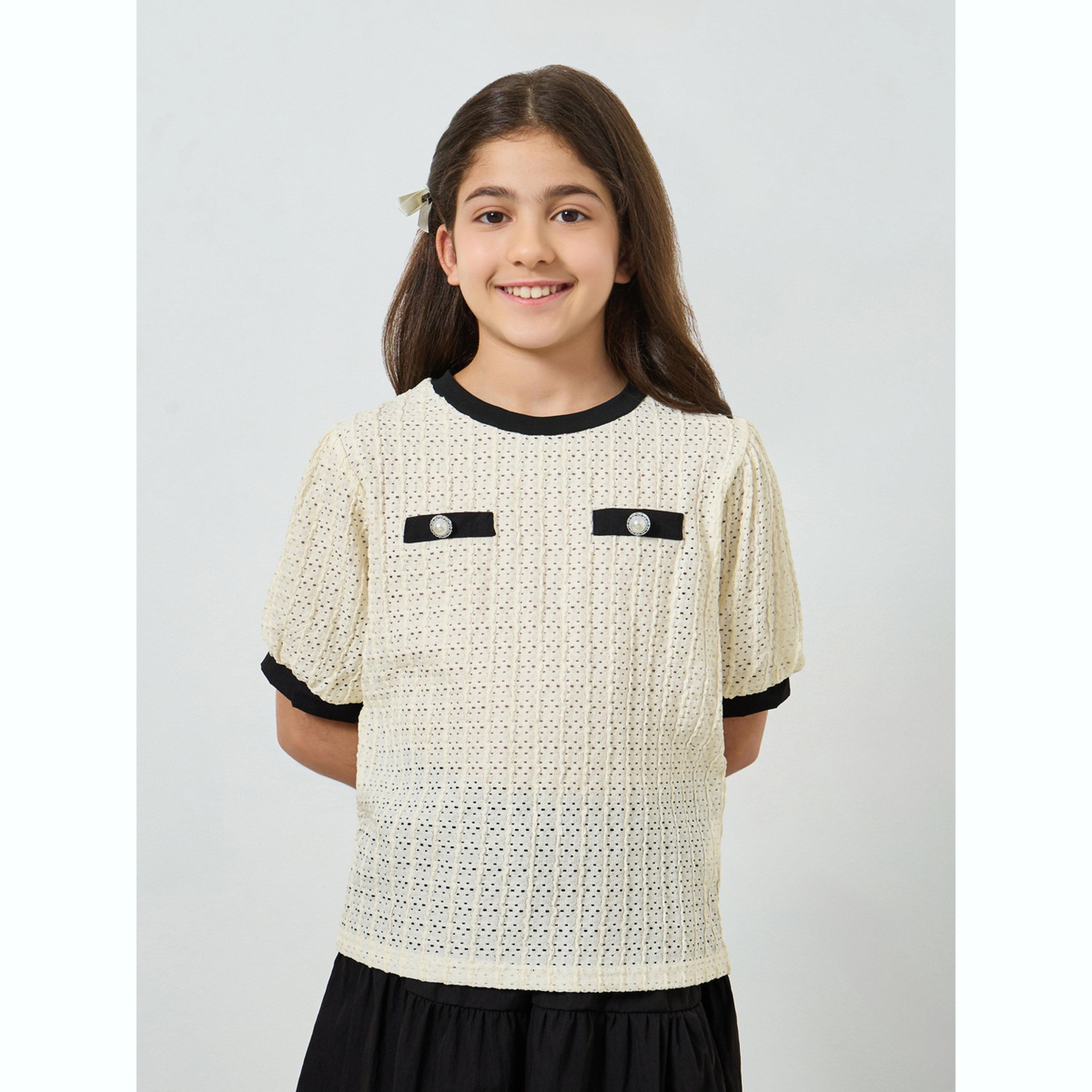 مجموعة من تنورة وبلوزة محبوكة بحواف متباينة-girls-clothing-setsandcoords-image-3