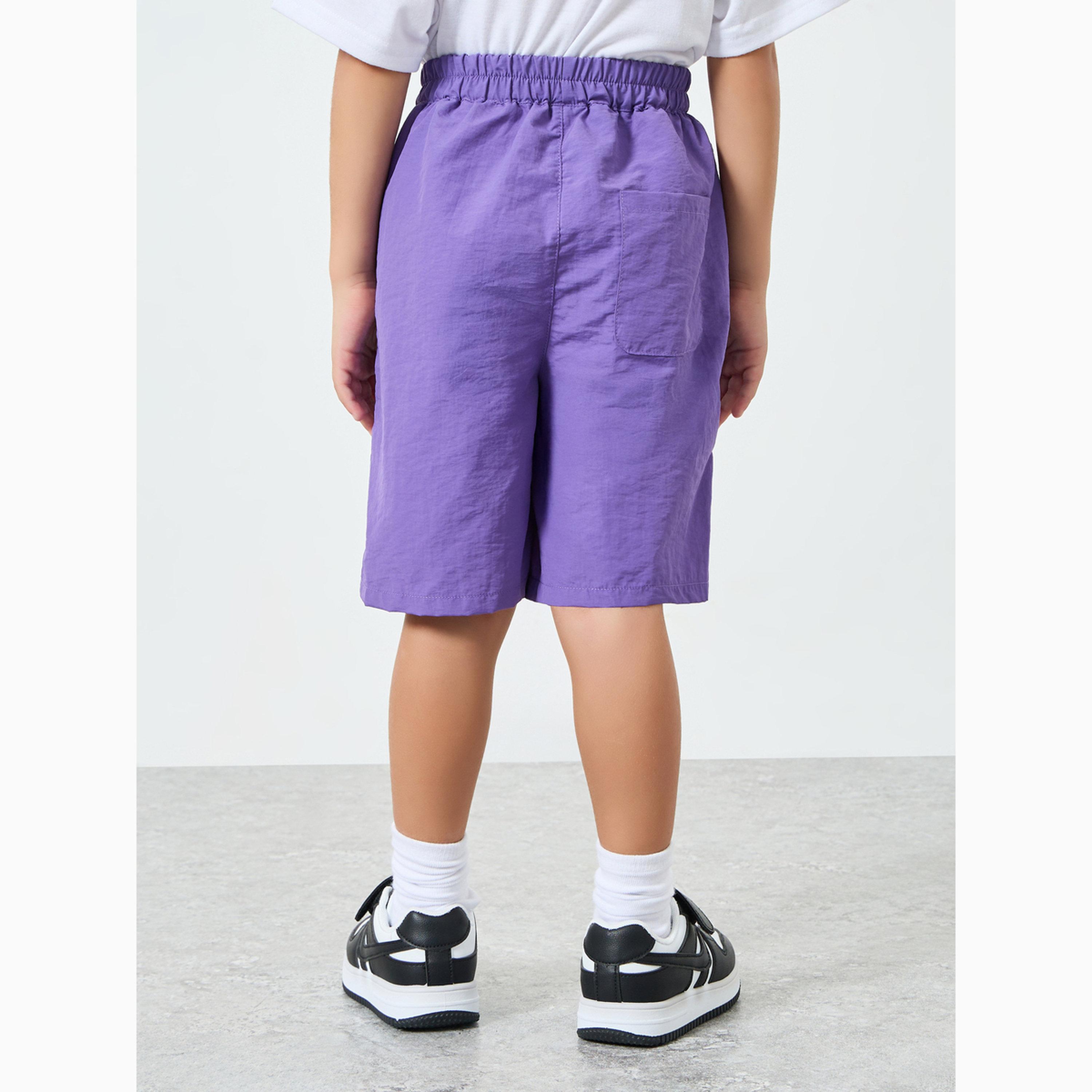 Take Two Boys Purple Elasticated Waistband Shorts-boys-clothing-bottoms-shorts-image-4