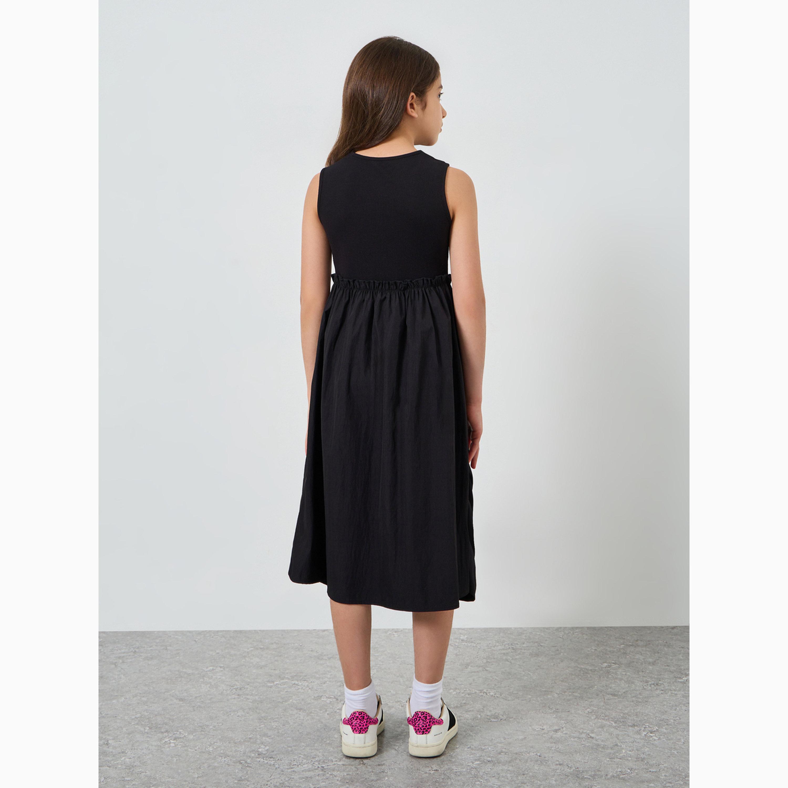 Take Two Girls Text Print Sleeveless Dress-girls-clothing-dressesandjumpsuits-image-4