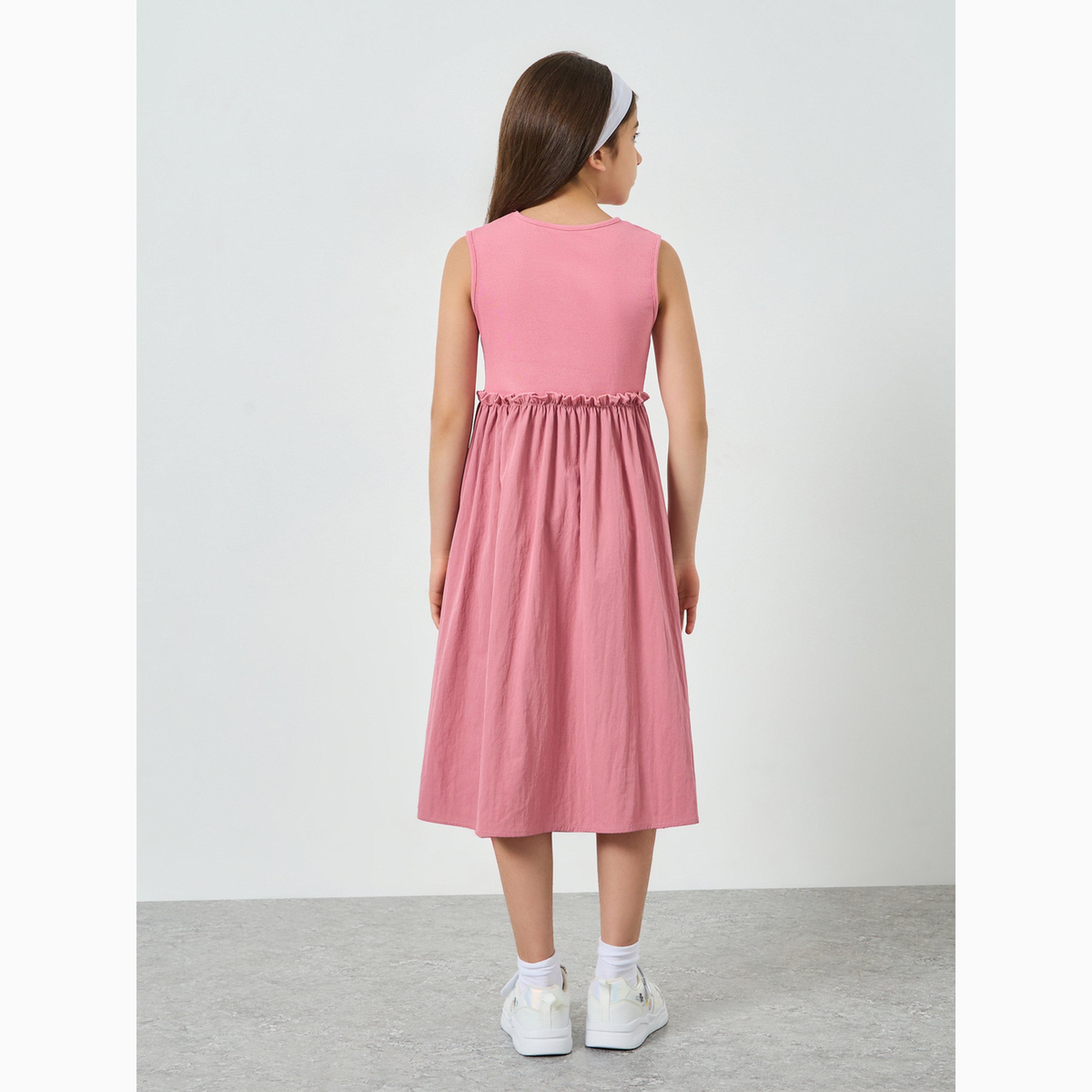 Take Two Girls Text Print Sleeveless Dress-girls-clothing-dressesandjumpsuits-image-4