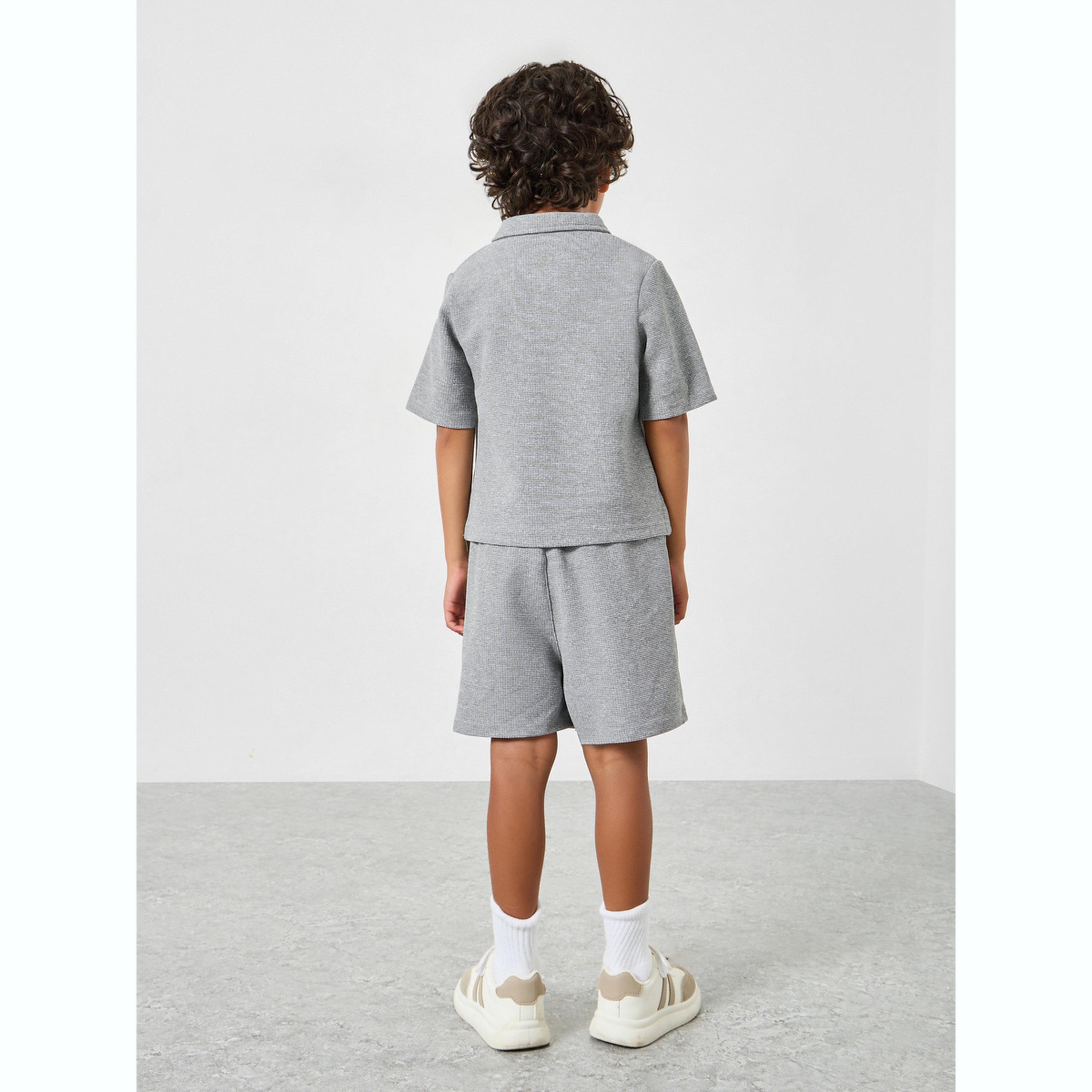 Take Two Boys Text Print Textured Polo and Shorts Set-boys-clothing-setsandcoords-image-3