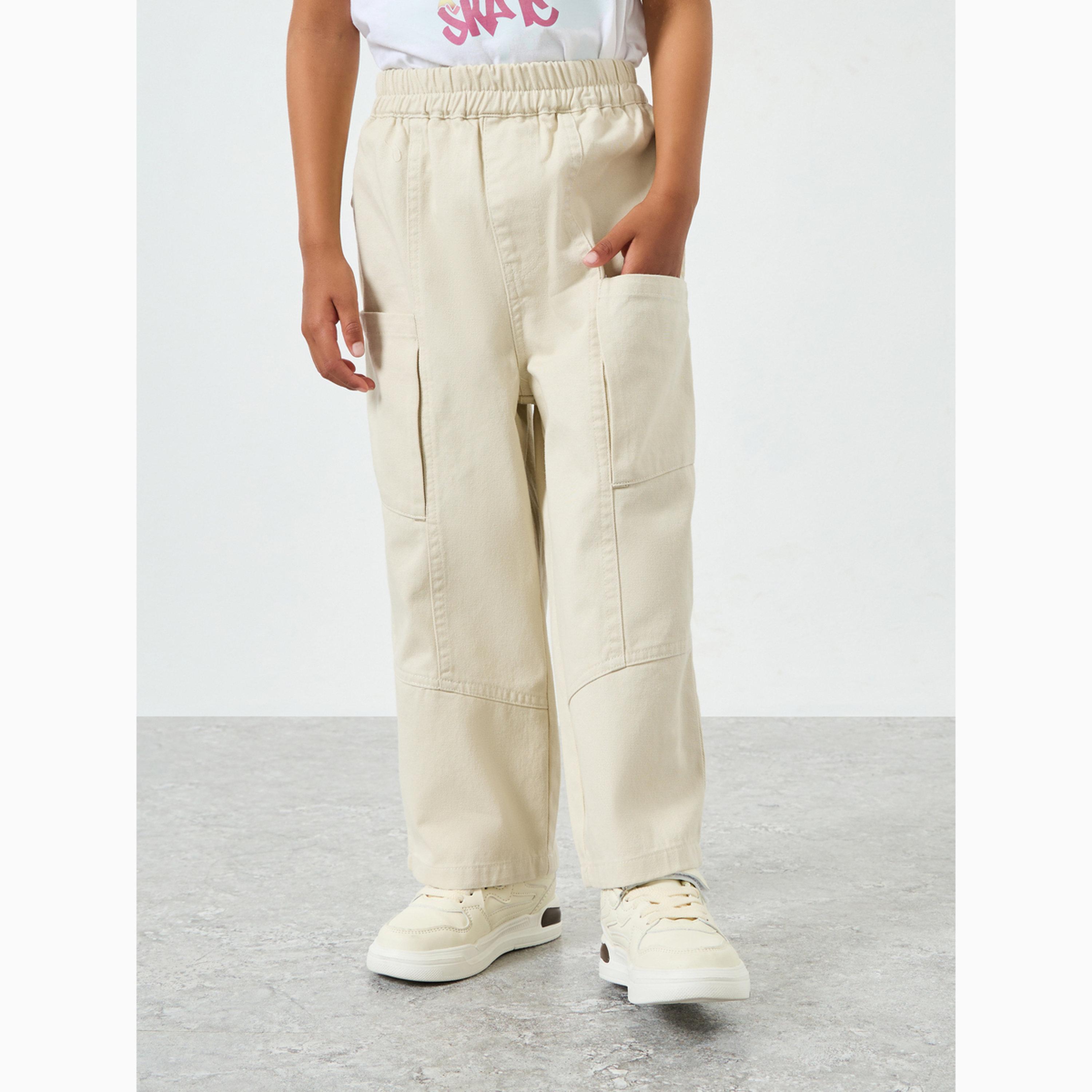 Take Two Boys Solid Elasticated Waistband Cargo Pants-boys-clothing-bottoms-joggersandtrackpants-image-1