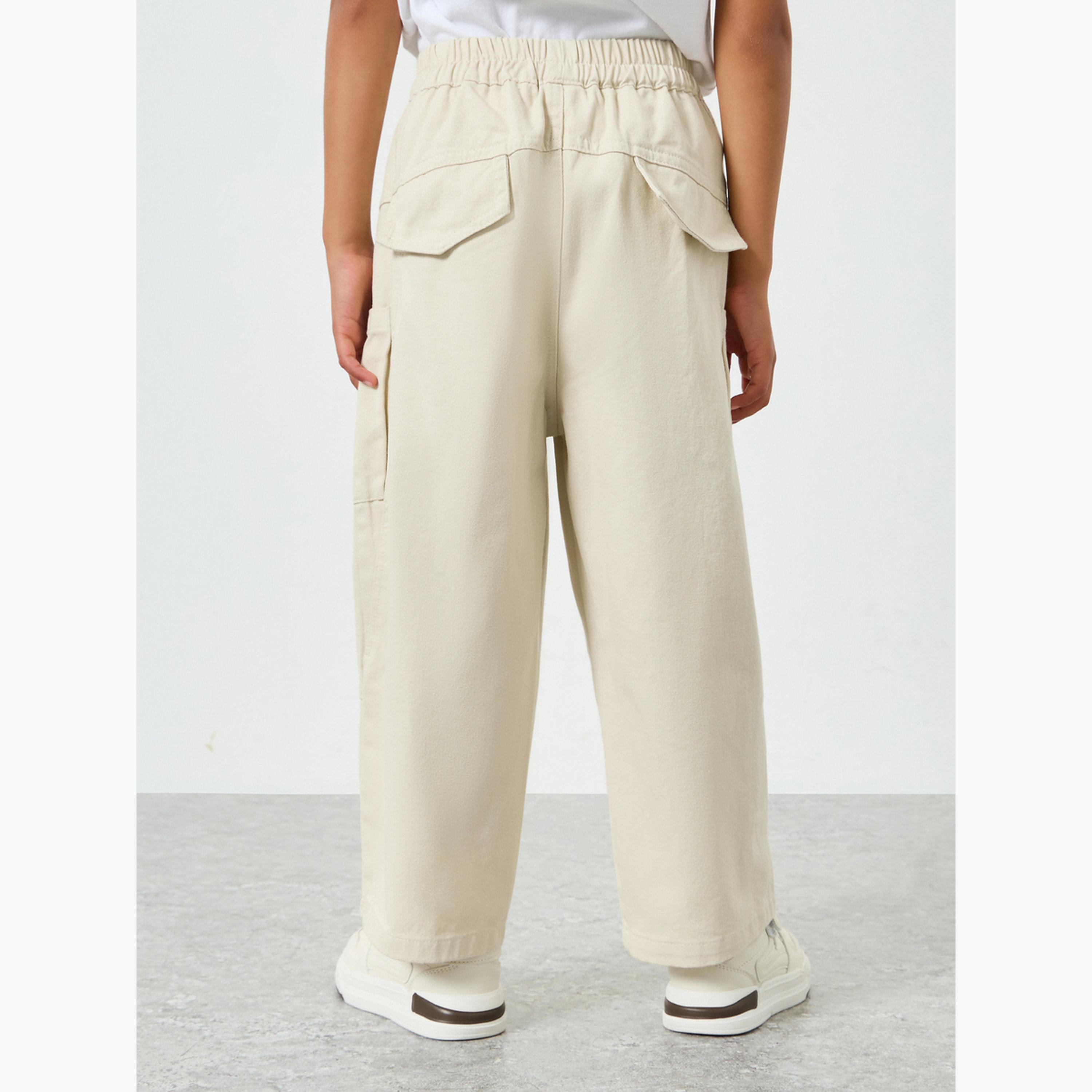 Take Two Boys Solid Elasticated Waistband Cargo Pants-boys-clothing-bottoms-joggersandtrackpants-image-4