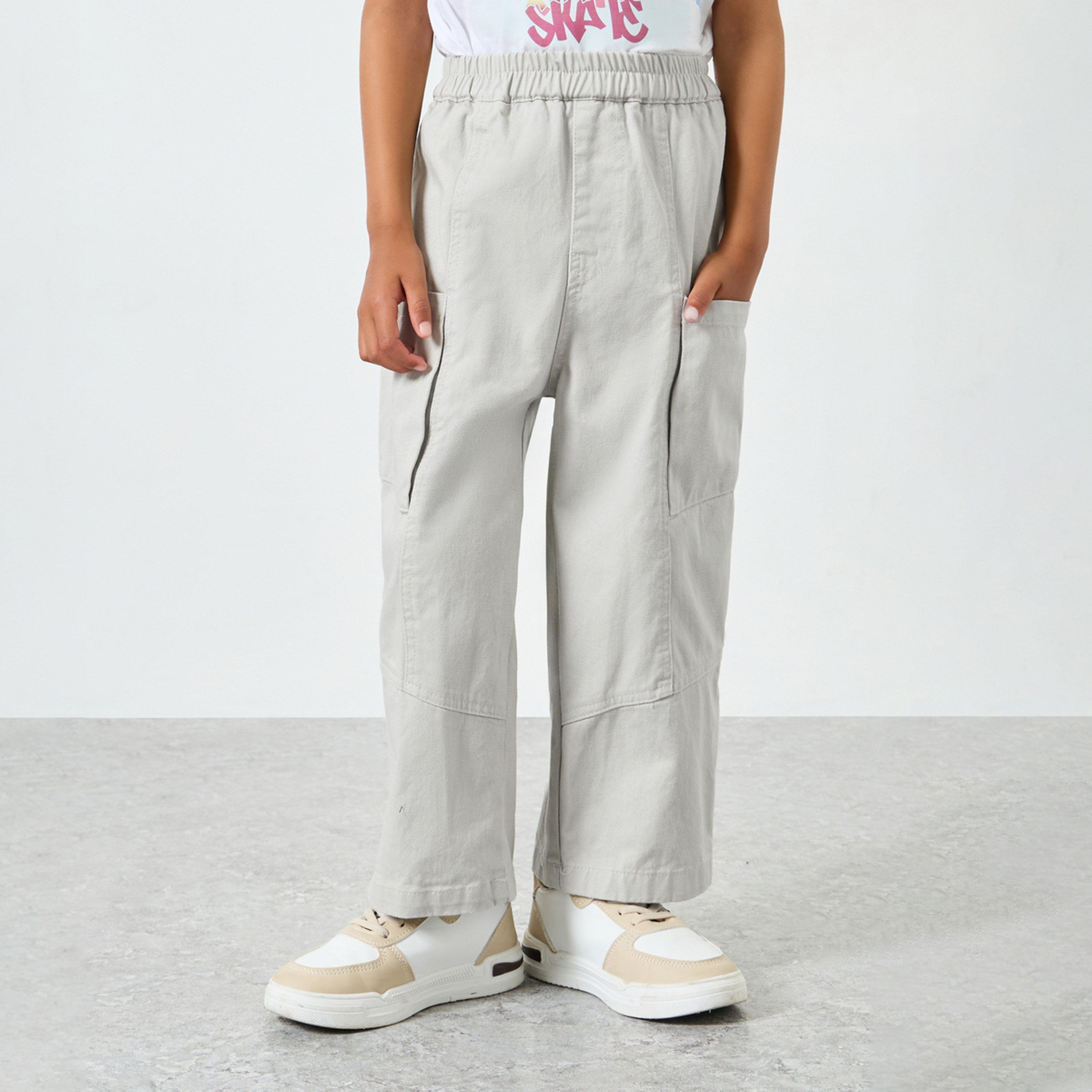 Take Two Boys Solid Elasticated Waistband Cargo Pants-boys-clothing-bottoms-joggersandtrackpants-image-1
