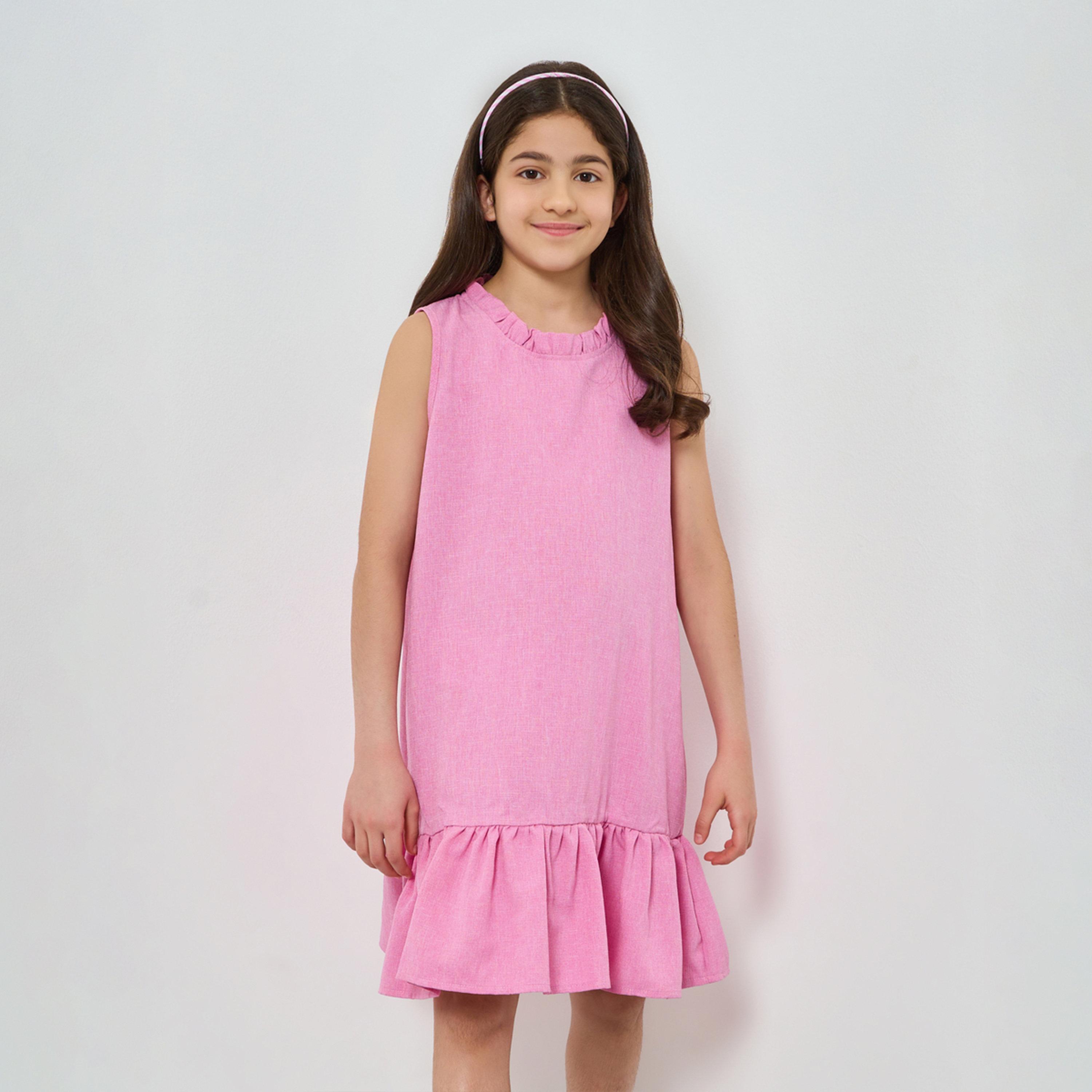Take Two Girls Textured Sleeveless Ruffle Hem Dress-girls-clothing-dressesandjumpsuits-image-1