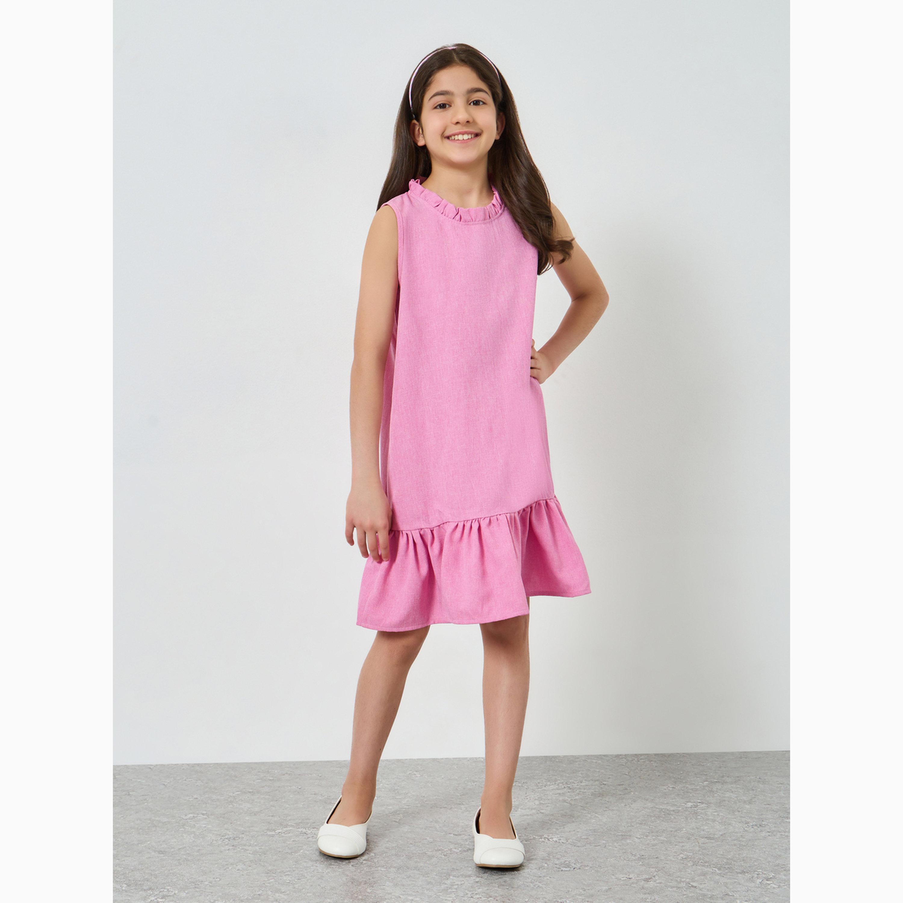 Take Two Girls Textured Sleeveless Ruffle Hem Dress-girls-clothing-dressesandjumpsuits-image-2