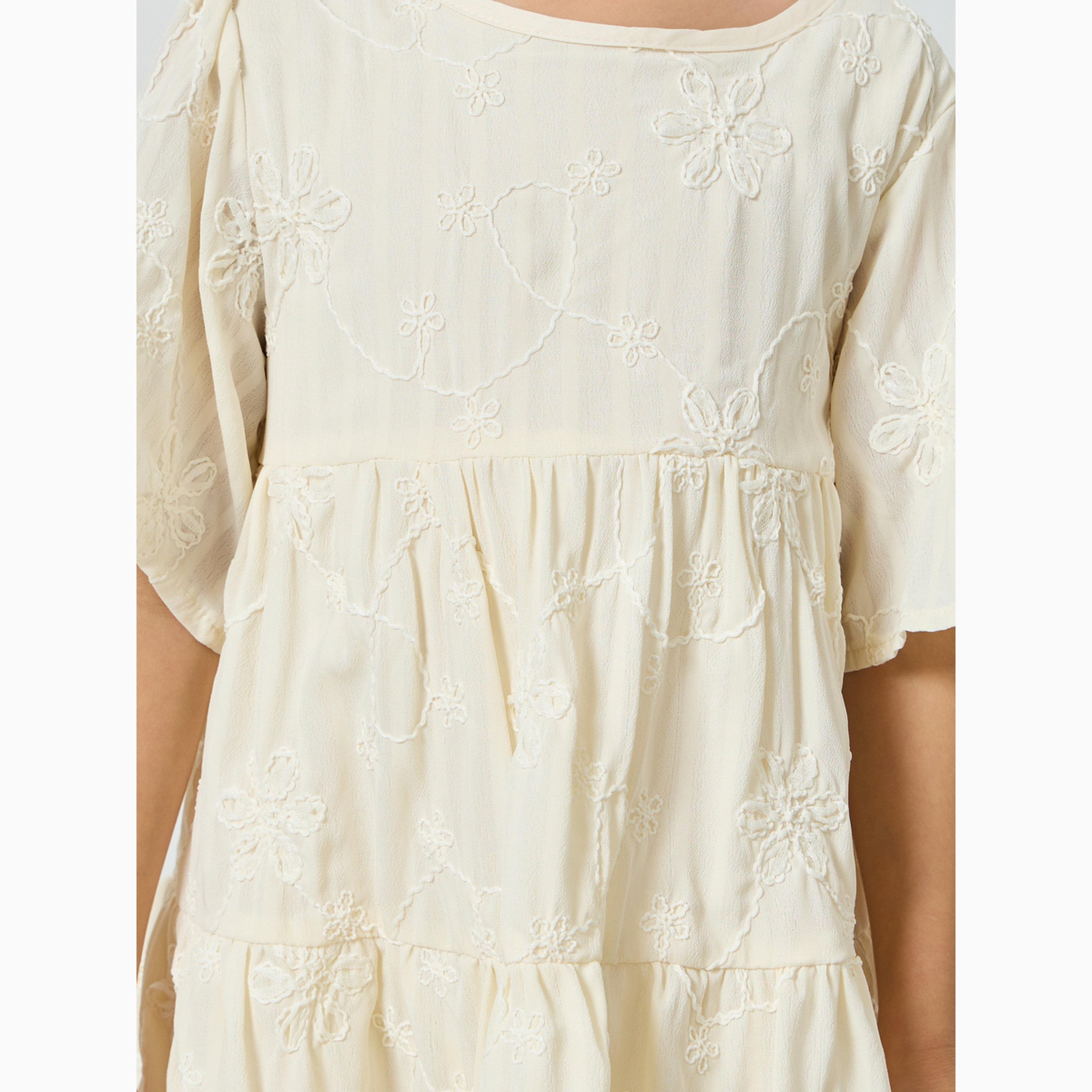 Take Two Girls Embroidered Puff Sleeve Tiered Dress-girls-clothing-dressesandjumpsuits-image-3