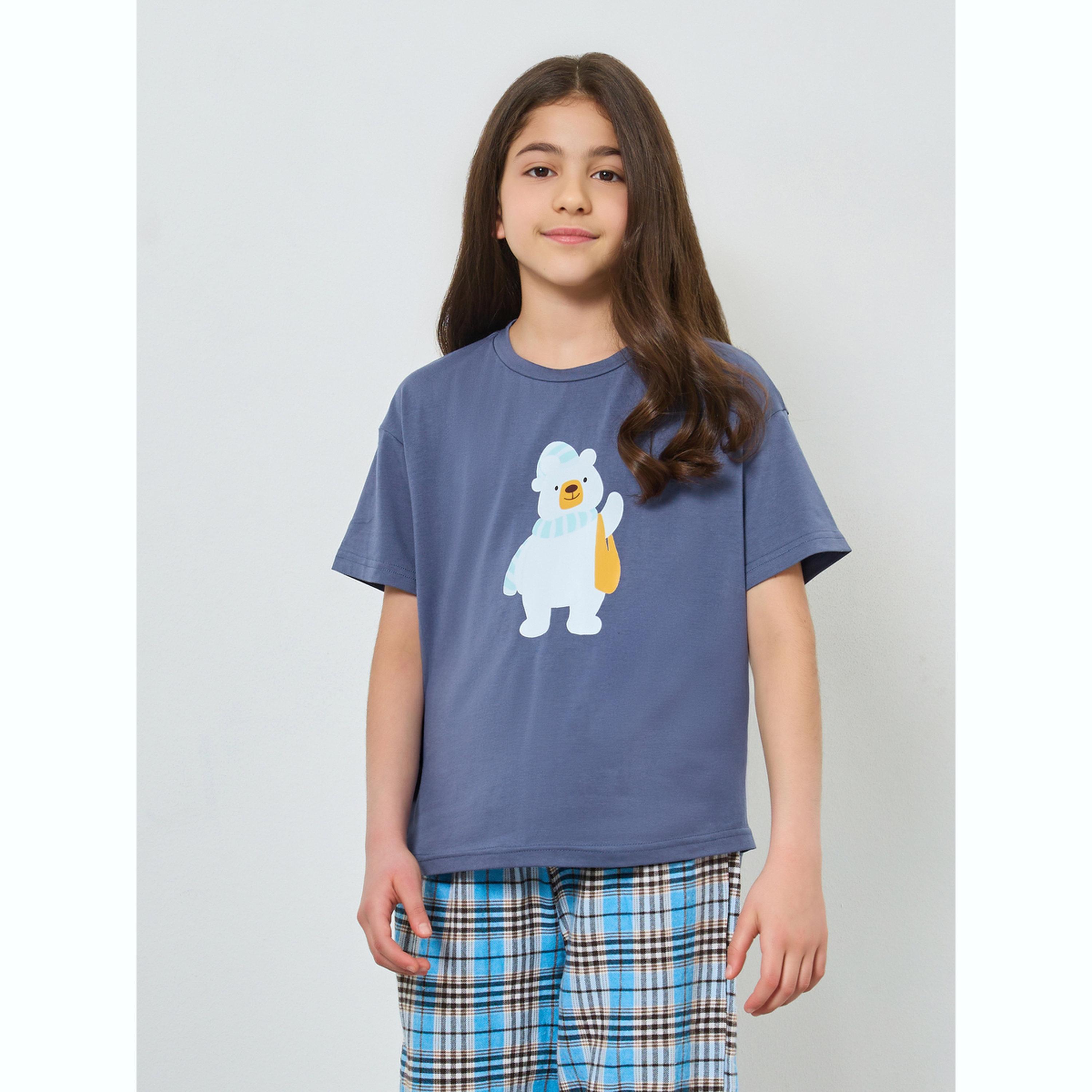 Take Two Teen Girls Printed T-Shirt and Checked Pants Set-girls-clothing-setsandcoords-image-2