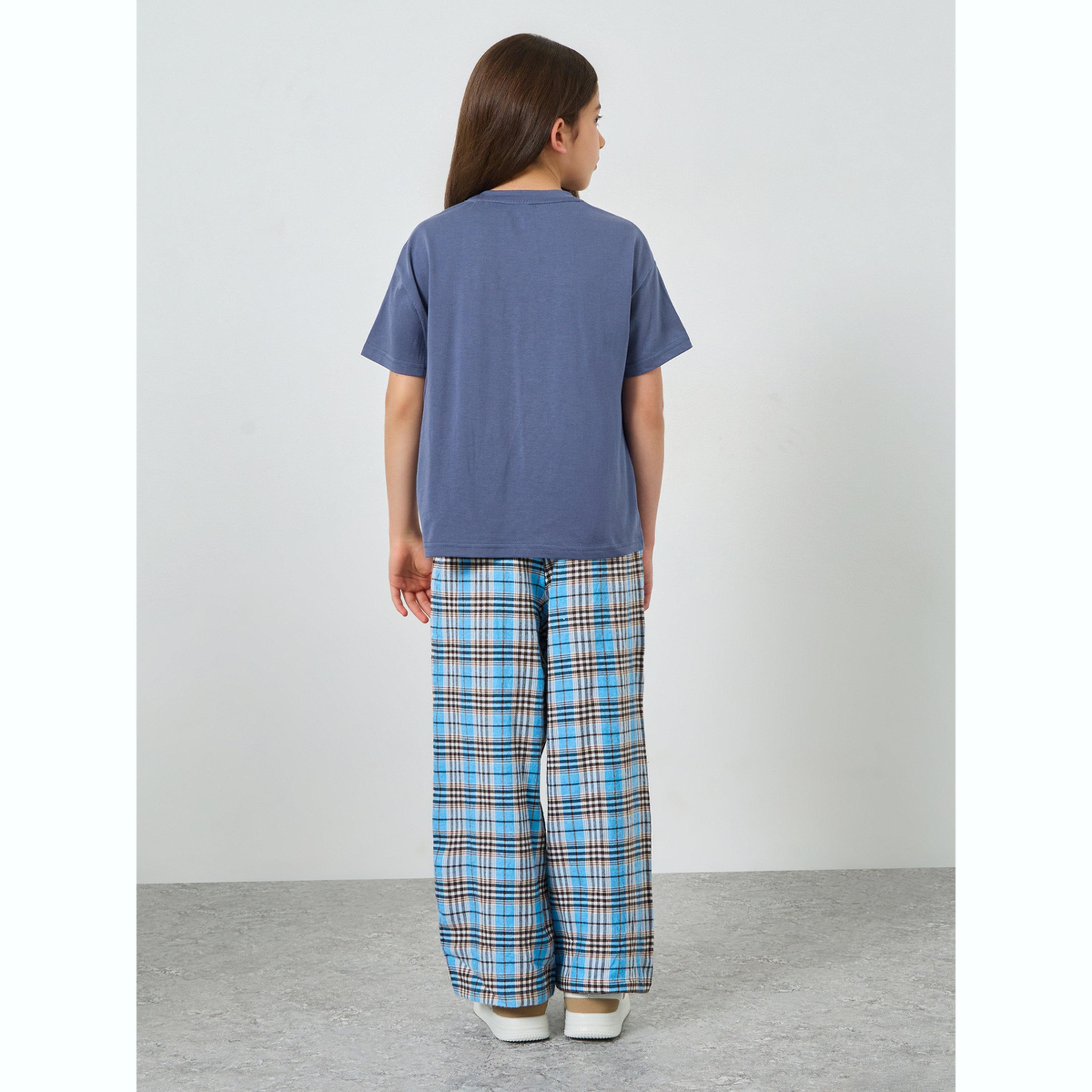 Take Two Teen Girls Printed T-Shirt and Checked Pants Set-girls-clothing-setsandcoords-image-3