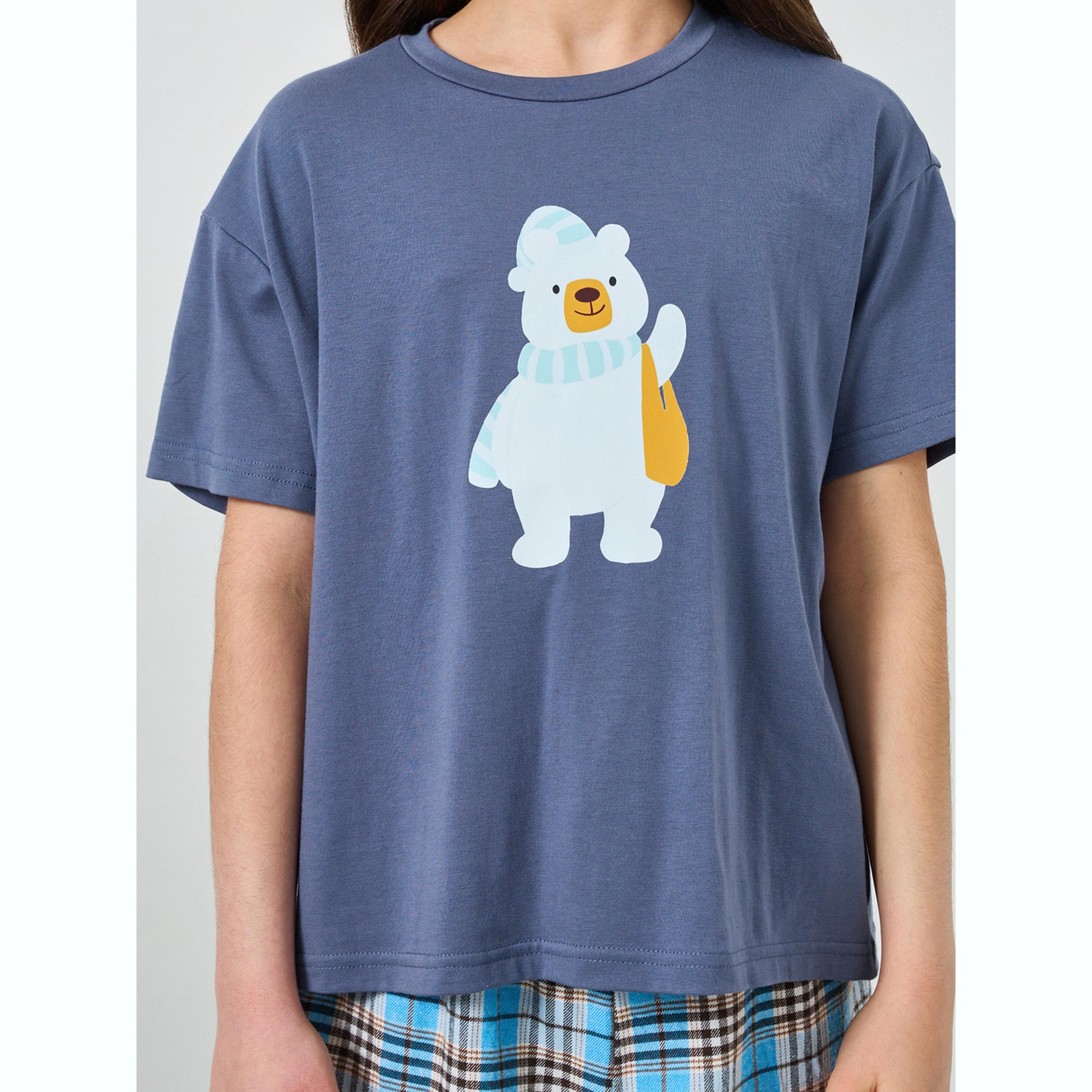 Take Two Teen Girls Printed T-Shirt and Checked Pants Set-girls-clothing-setsandcoords-image-5
