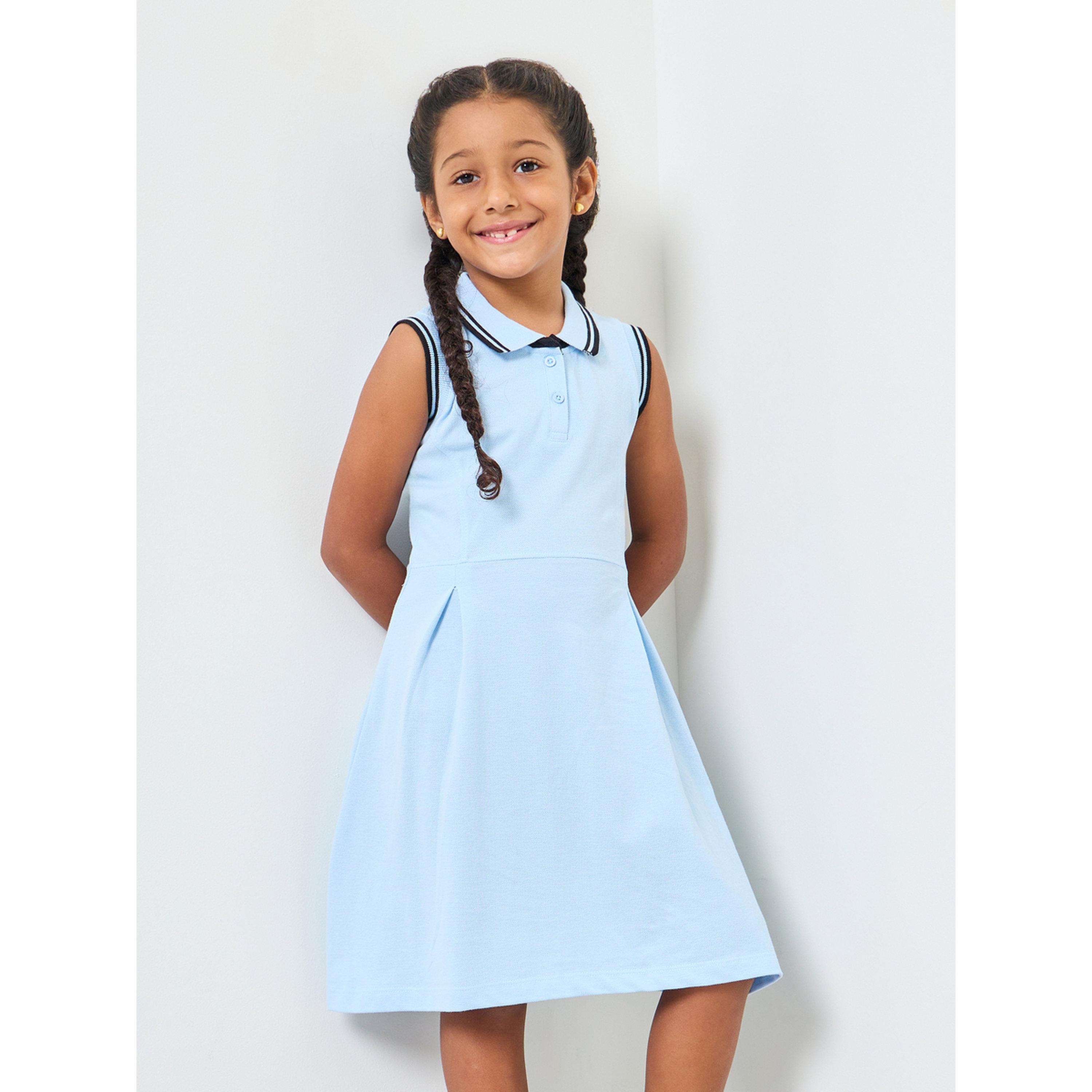 فستان تيشيرت بولو بتفاصيل حواف للبنات-girls-clothing-dressesandjumpsuits-image-1