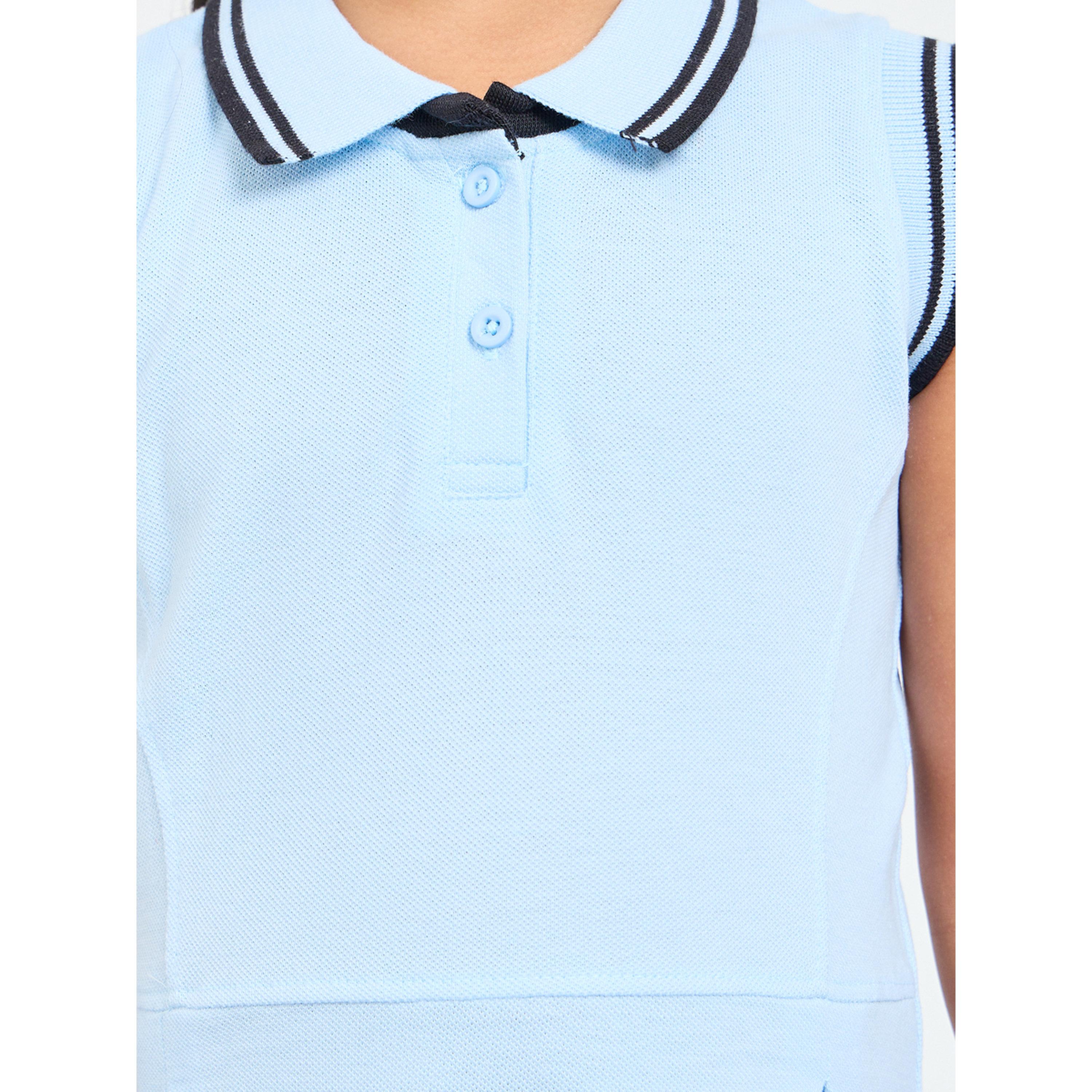 فستان تيشيرت بولو بتفاصيل حواف للبنات-girls-clothing-dressesandjumpsuits-image-4