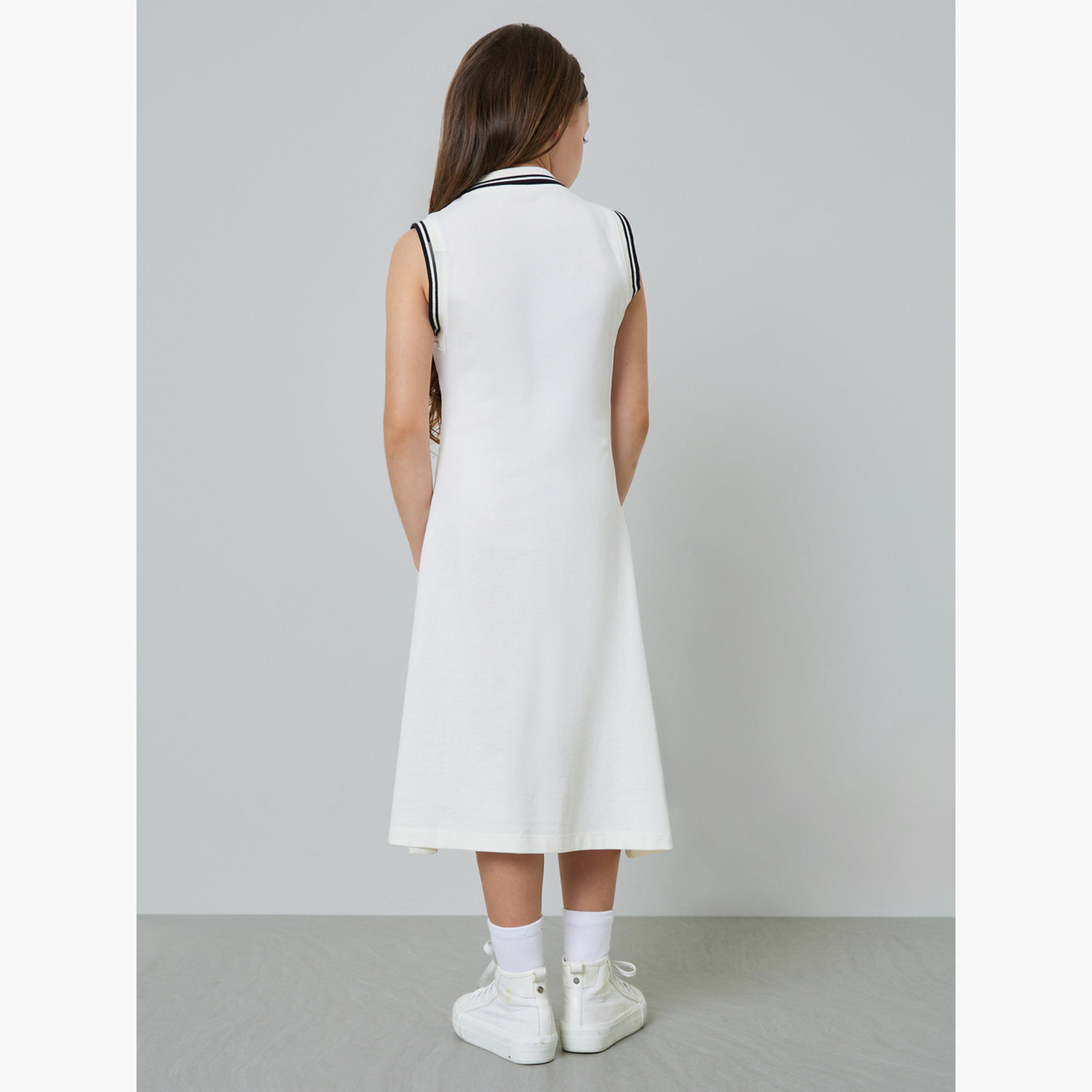Styli Girls Contrast Rib Tipped Sleevless Polo Dress-girls-clothing-dressesandjumpsuits-image-3
