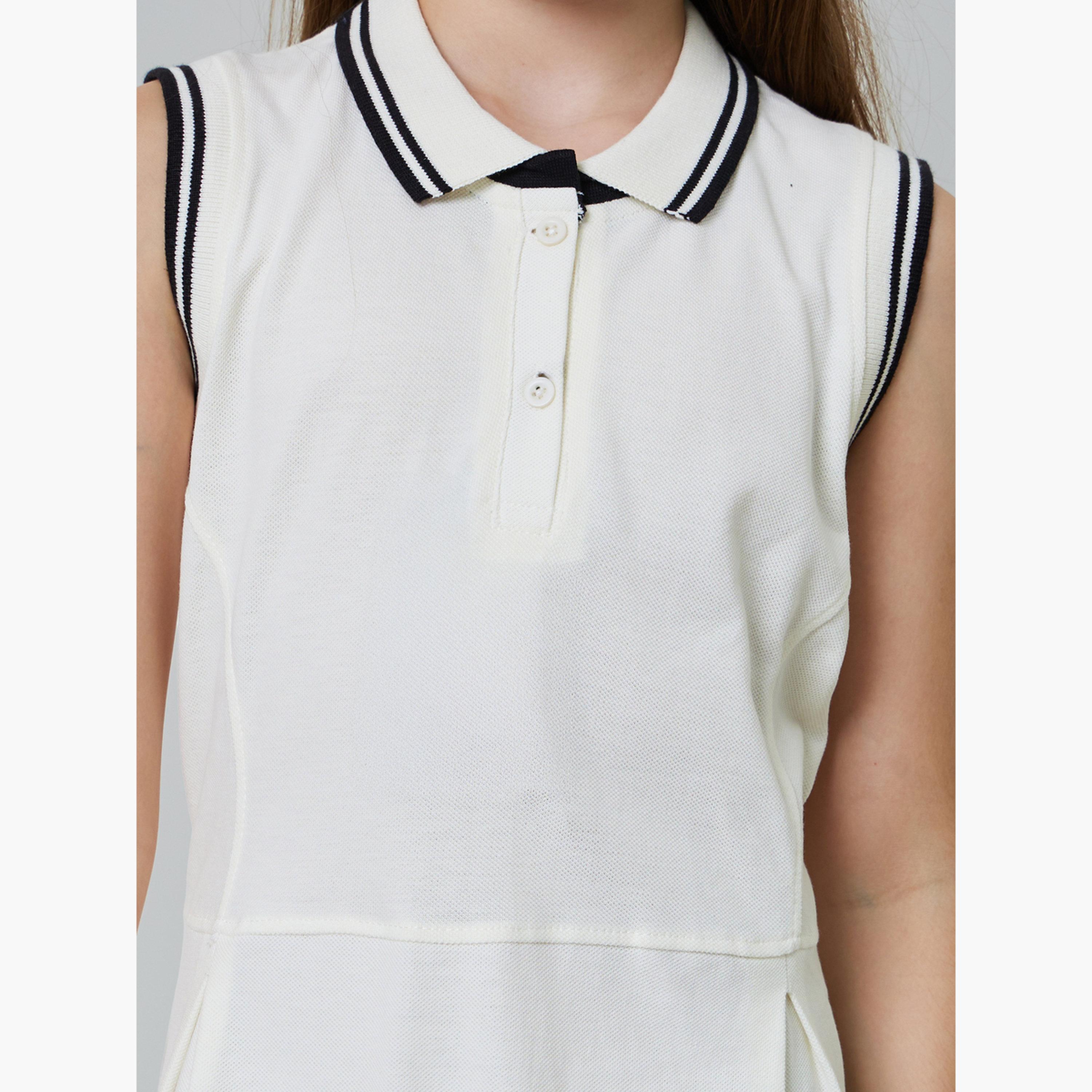 Styli Girls Contrast Rib Tipped Sleevless Polo Dress-girls-clothing-dressesandjumpsuits-image-4