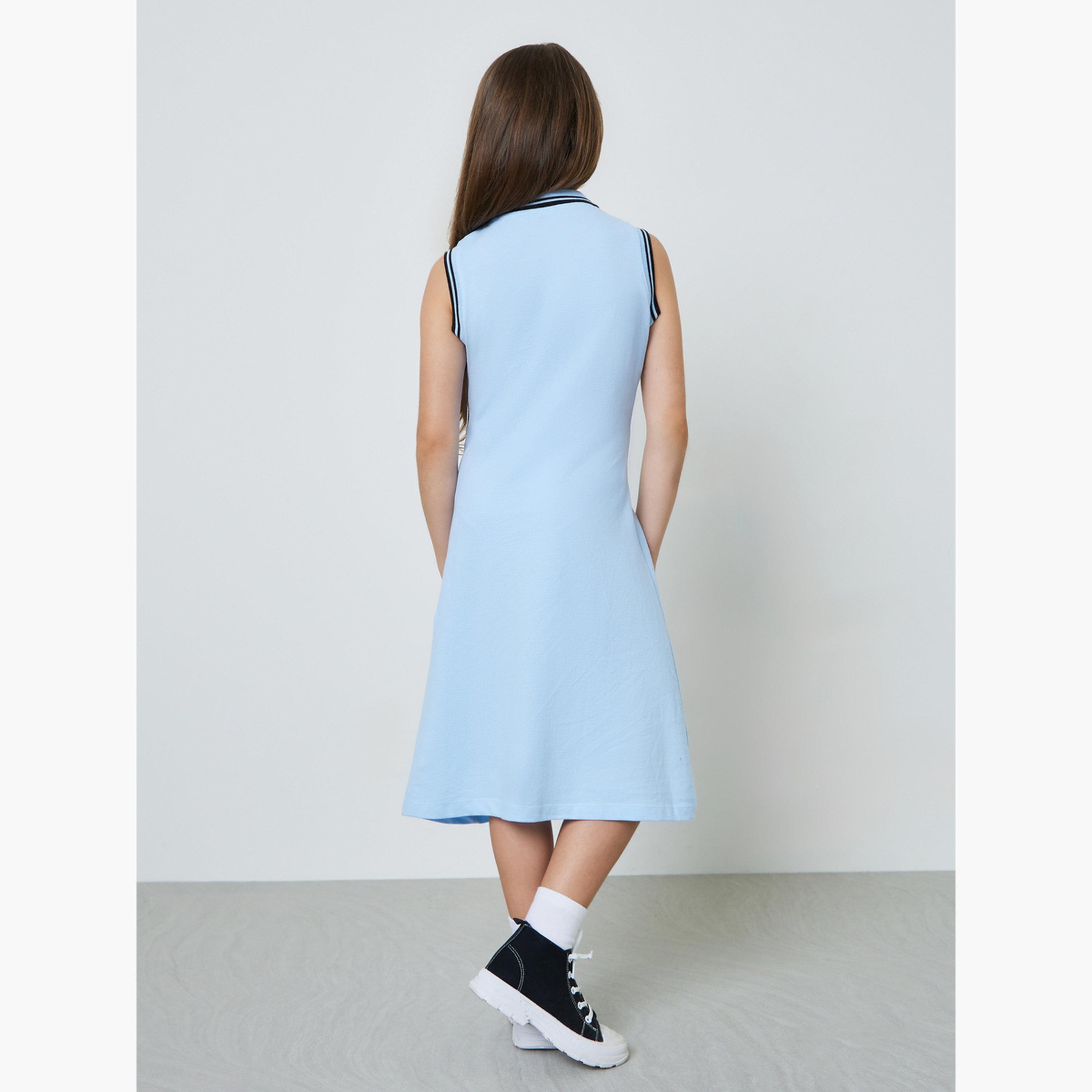 فستان بولو دون أكمام بأطراف مضلعة مُتباينة للبنات-girls-clothing-dressesandjumpsuits-image-3