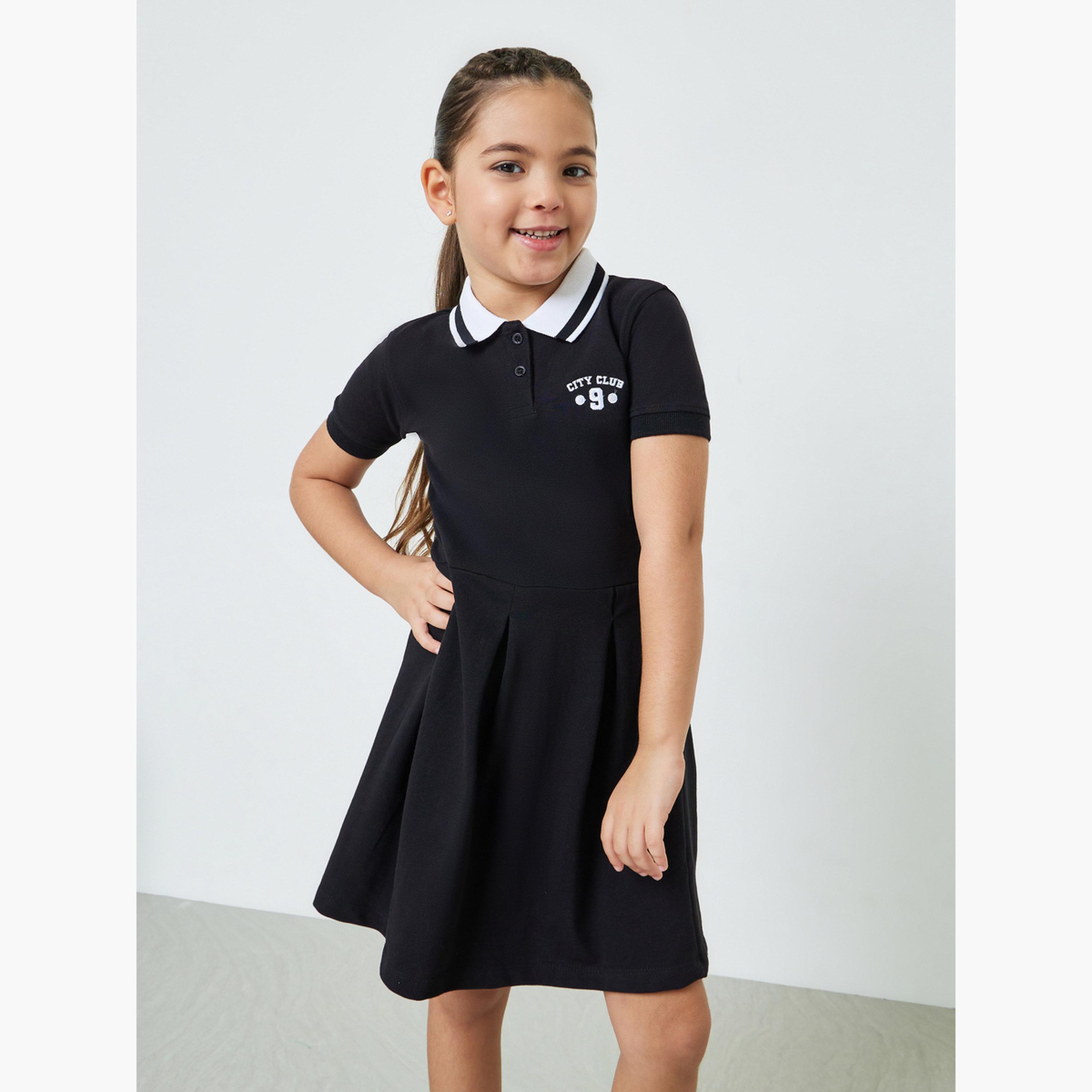 فستان بياقة بولو وتفاصيل صغيرة مُطرّزة-girls-clothing-dressesandjumpsuits-image-1