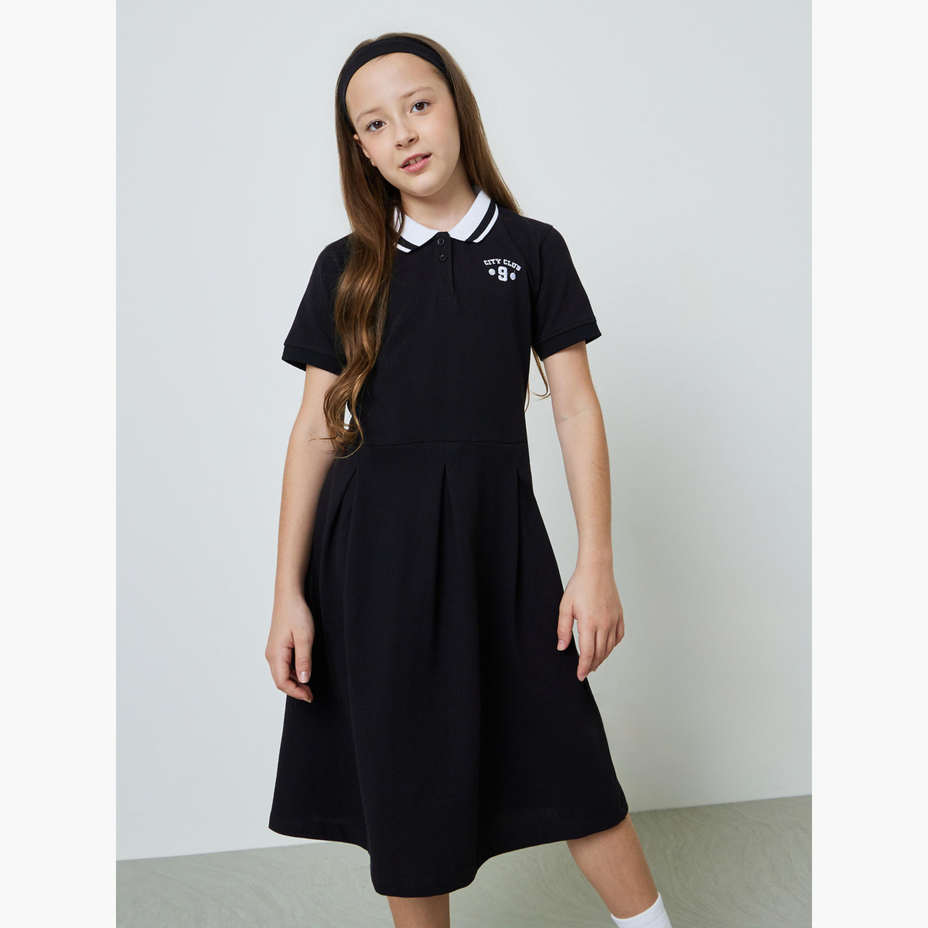 فستان بياقة بولو وتفاصيل صغيرة مُطرّزة-girls-clothing-dressesandjumpsuits-image-1