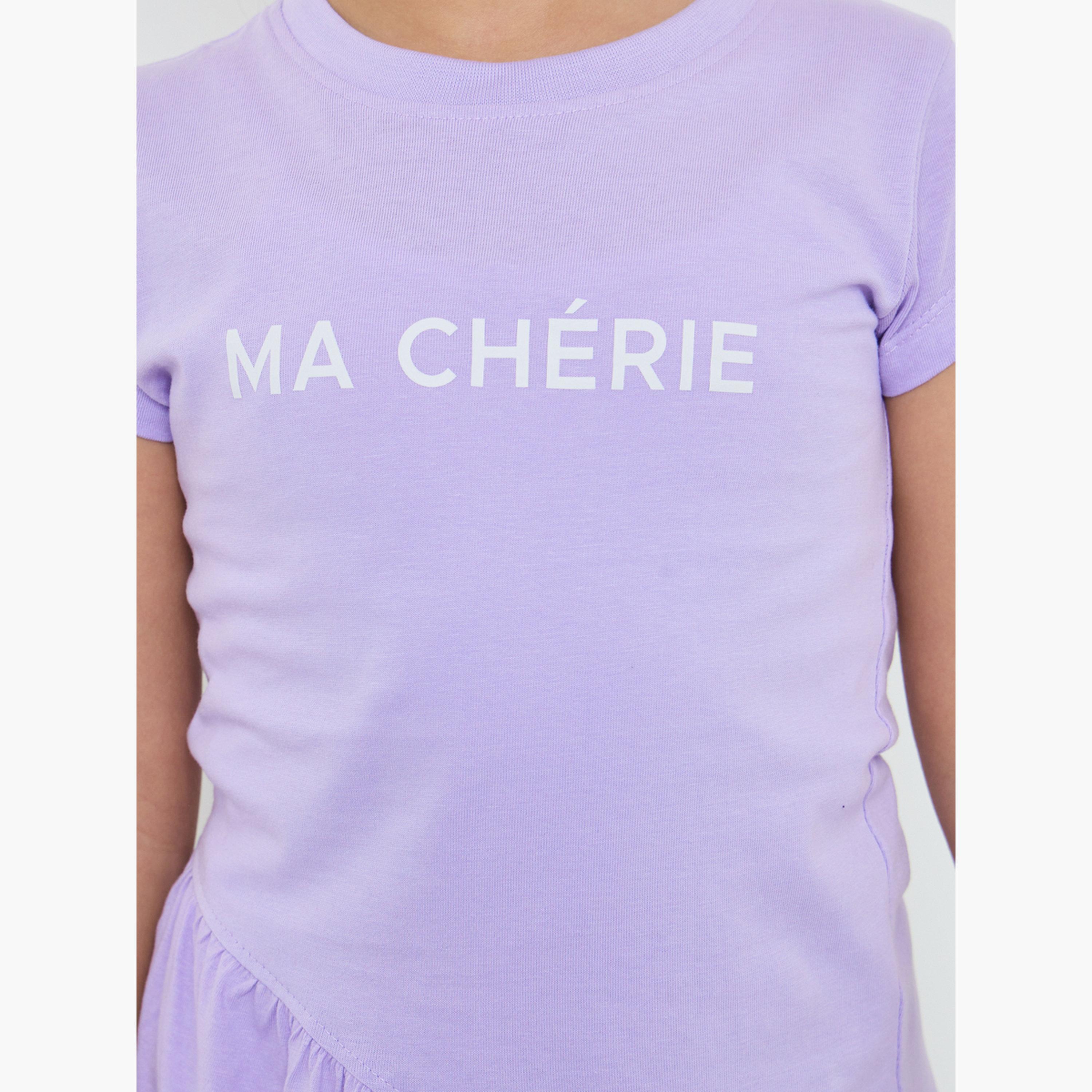 فستان تيشيرت بطبعة كتابة وياقة دائرية-girls-clothing-dressesandjumpsuits-image-4