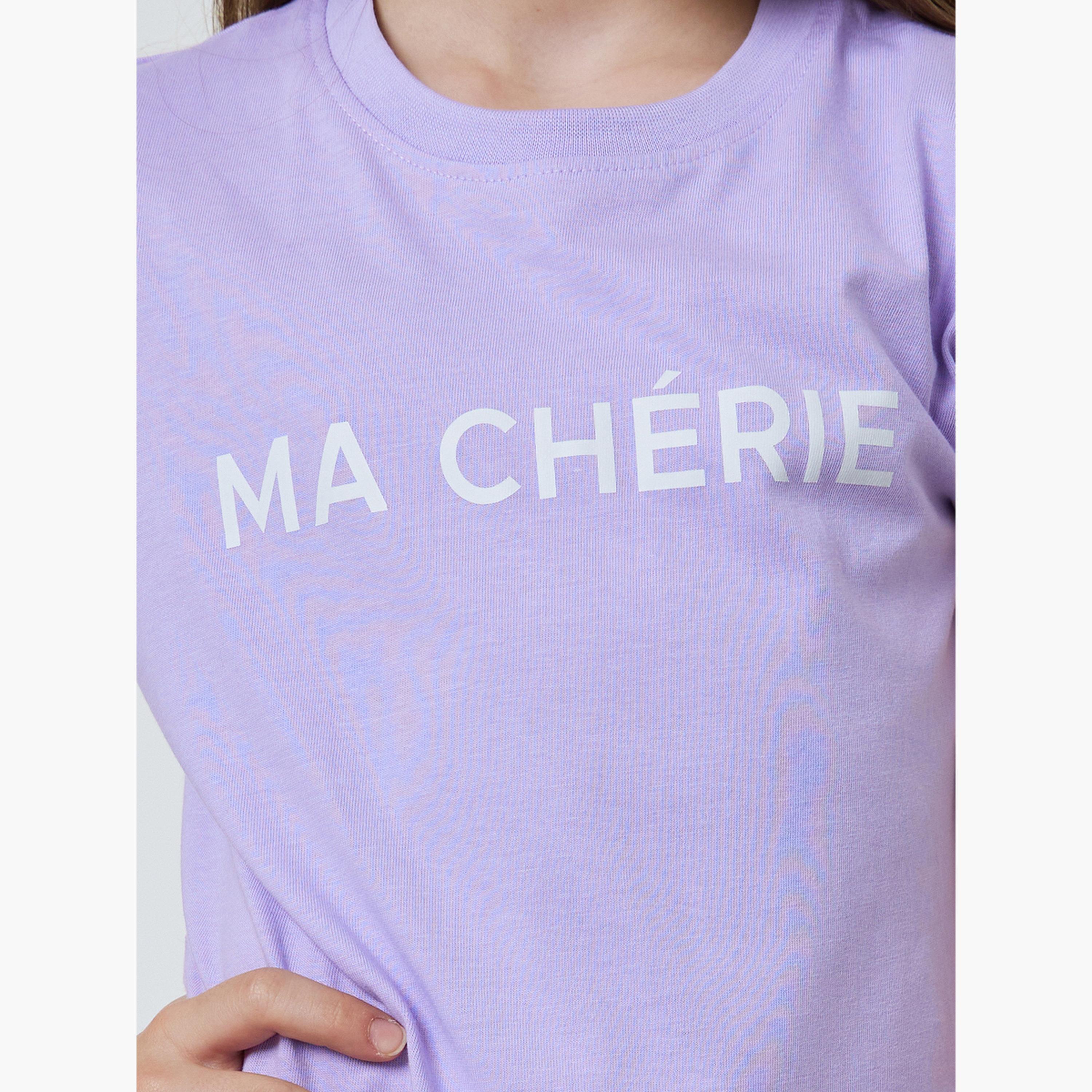 فستان تيشيرت قطن بياقة دائرية وأكمام قصيرة-girls-clothing-dressesandjumpsuits-image-4
