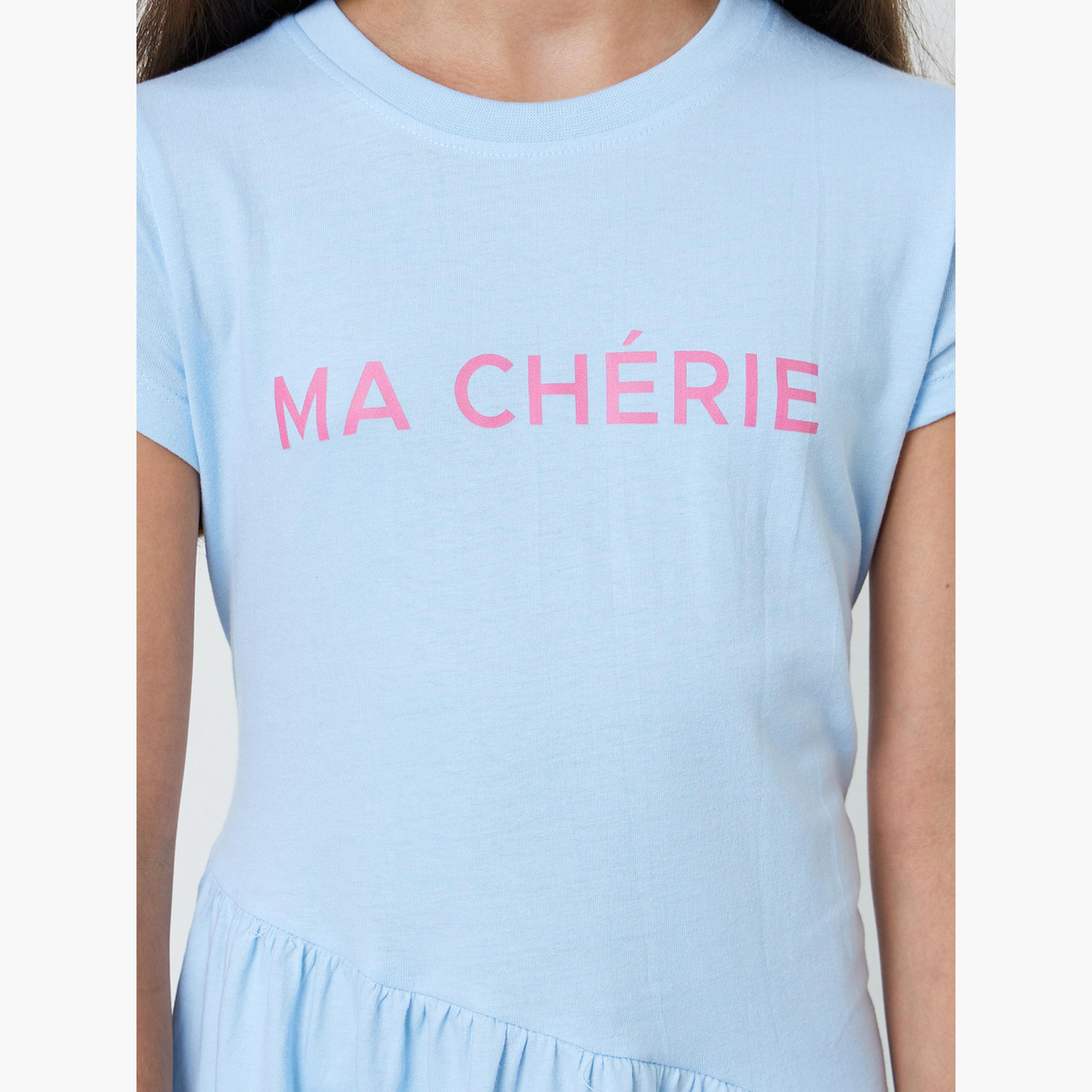 فستان تيشيرت قطن بياقة دائرية وأكمام قصيرة-girls-clothing-dressesandjumpsuits-image-4