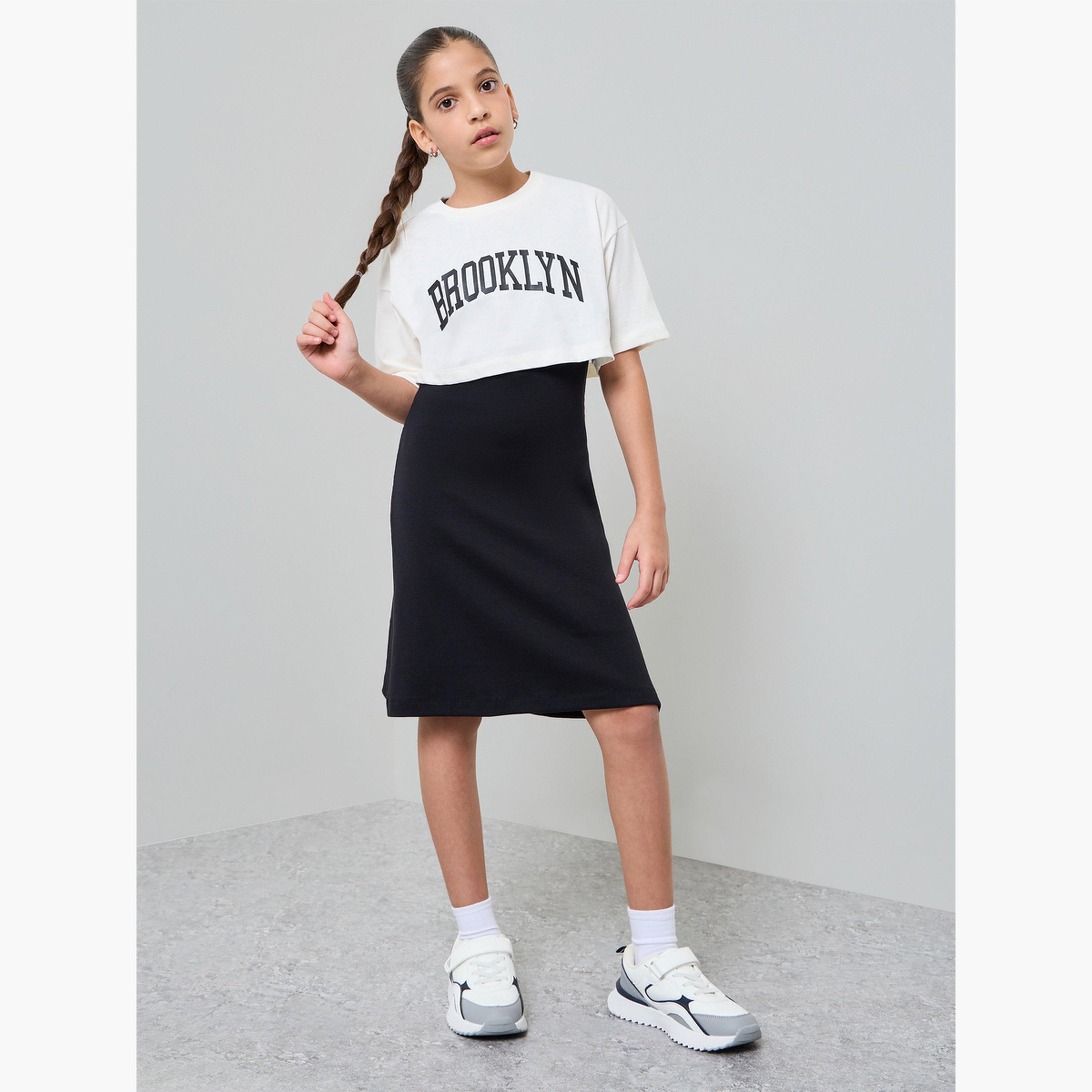 مجموعة من تيشيرت جيرسي وفستان مضلع للبنات-girls-clothing-setsandcoords-image-3
