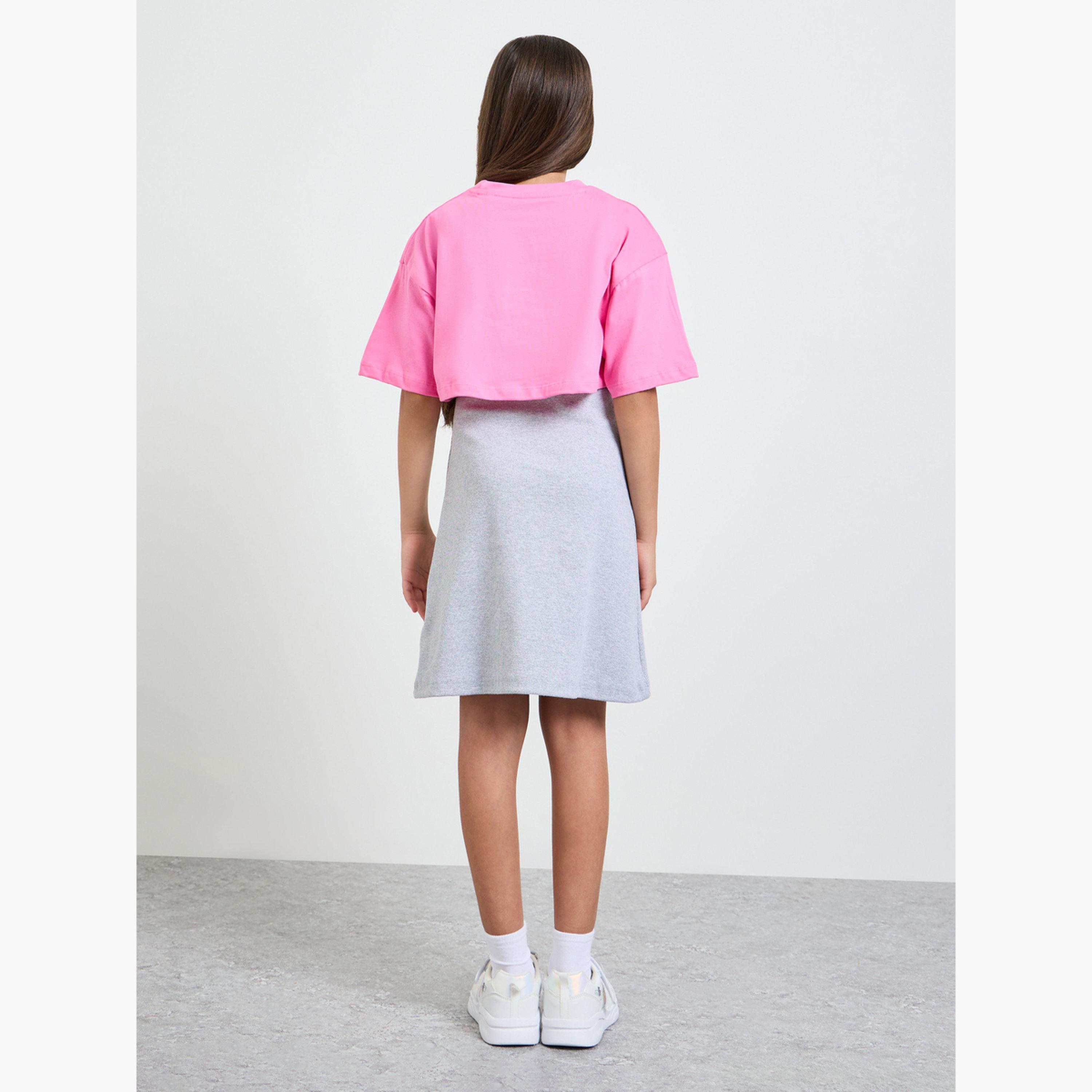 مجموعة من تيشيرت جيرسي وفستان مضلع للبنات-girls-clothing-setsandcoords-image-4