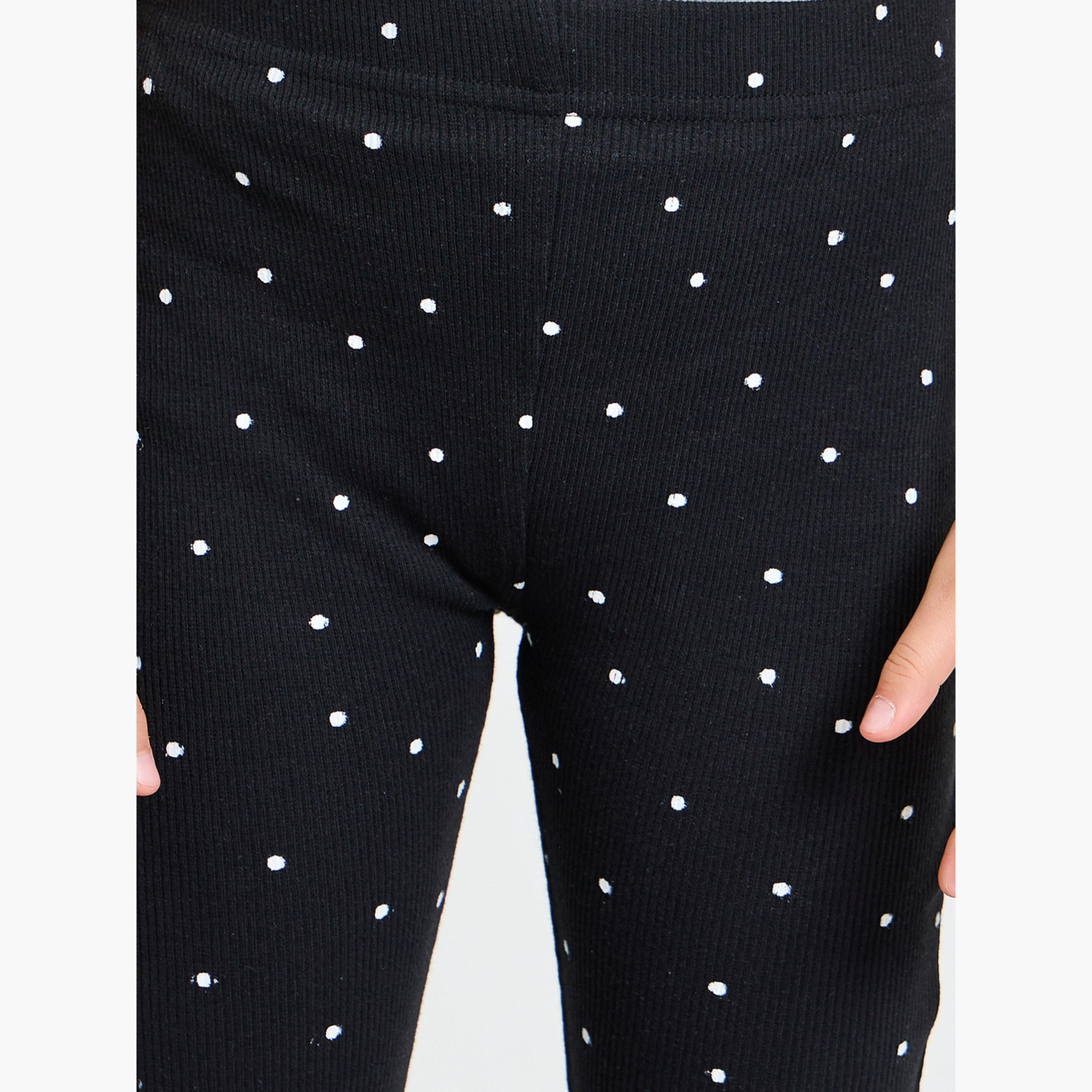 Styli Girls Dot Print Ribbed Leggings-girls-clothing-bottoms-leggings-image-3