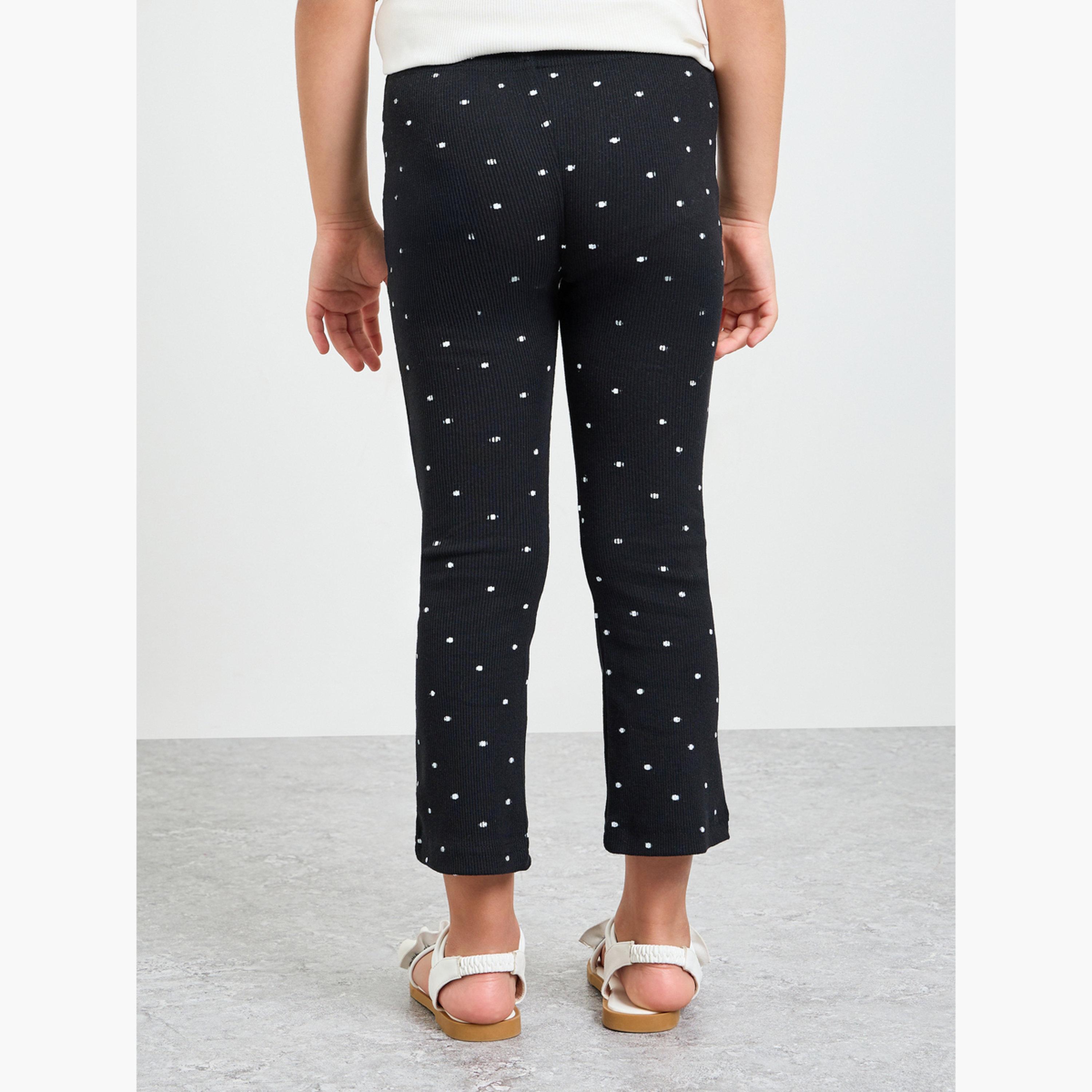 Styli Girls Dot Print Ribbed Leggings-girls-clothing-bottoms-leggings-image-4