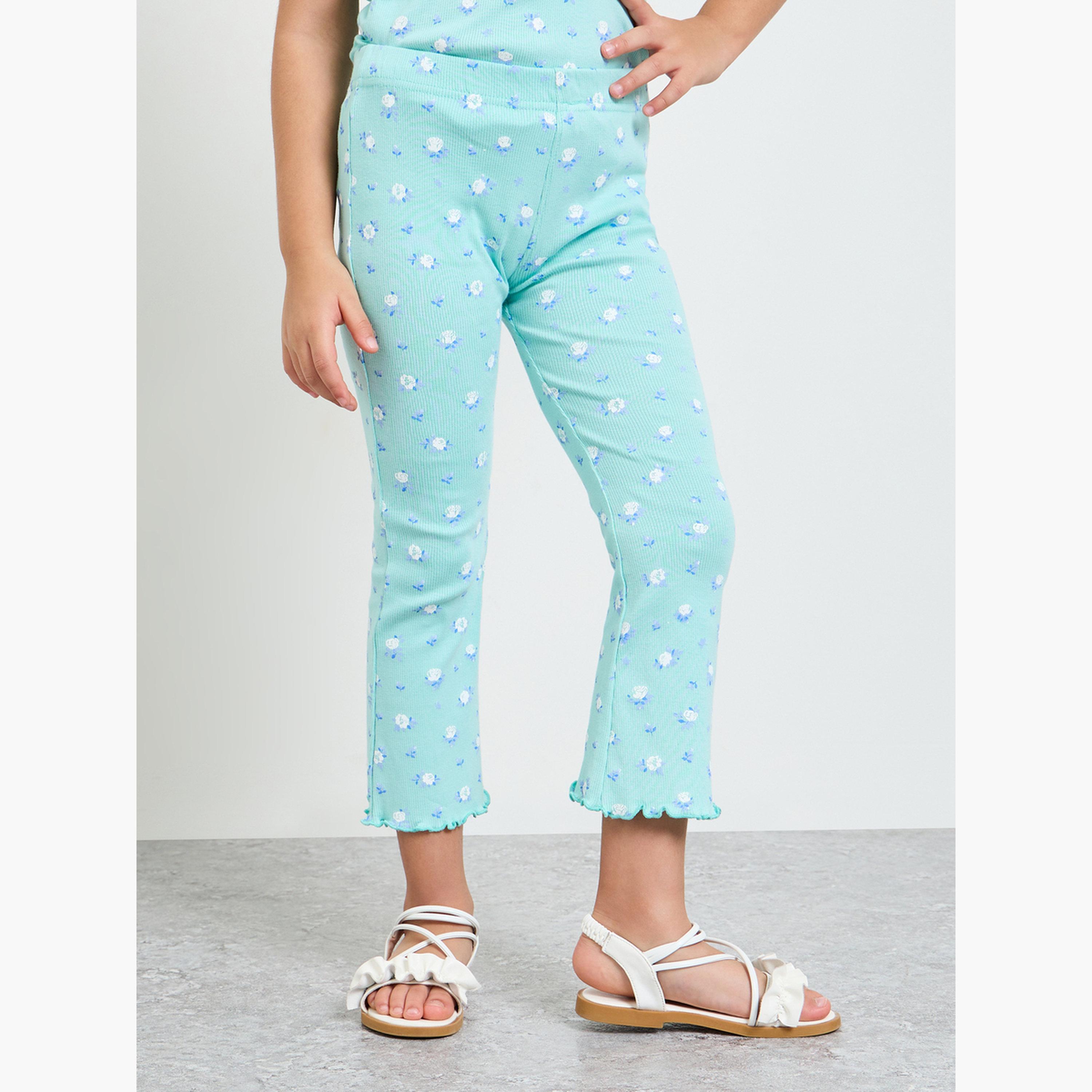 ليقنز مضلع بطبعة زهور للبنات-girls-clothing-bottoms-leggings-image-1