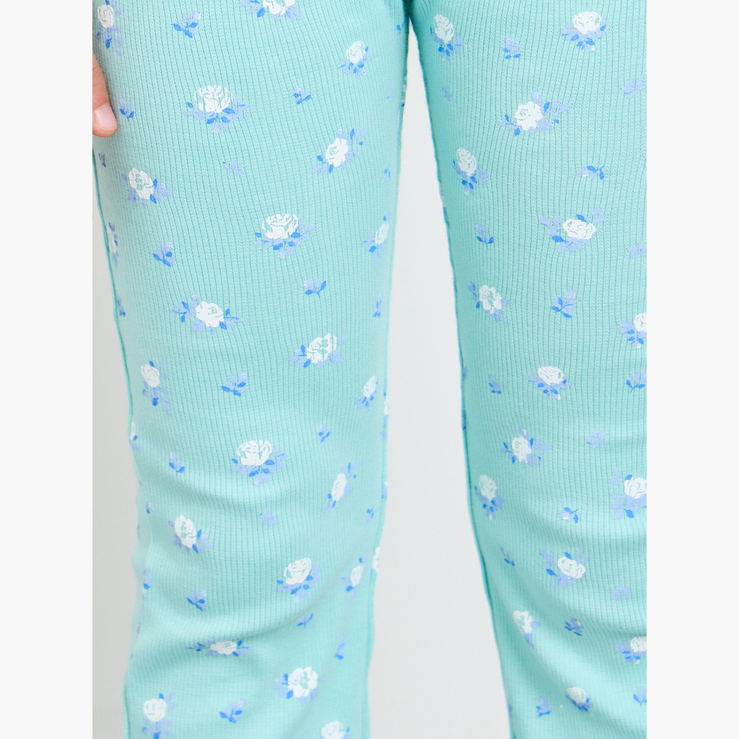 ليقنز مضلع بطبعة زهور للبنات-girls-clothing-bottoms-leggings-image-3