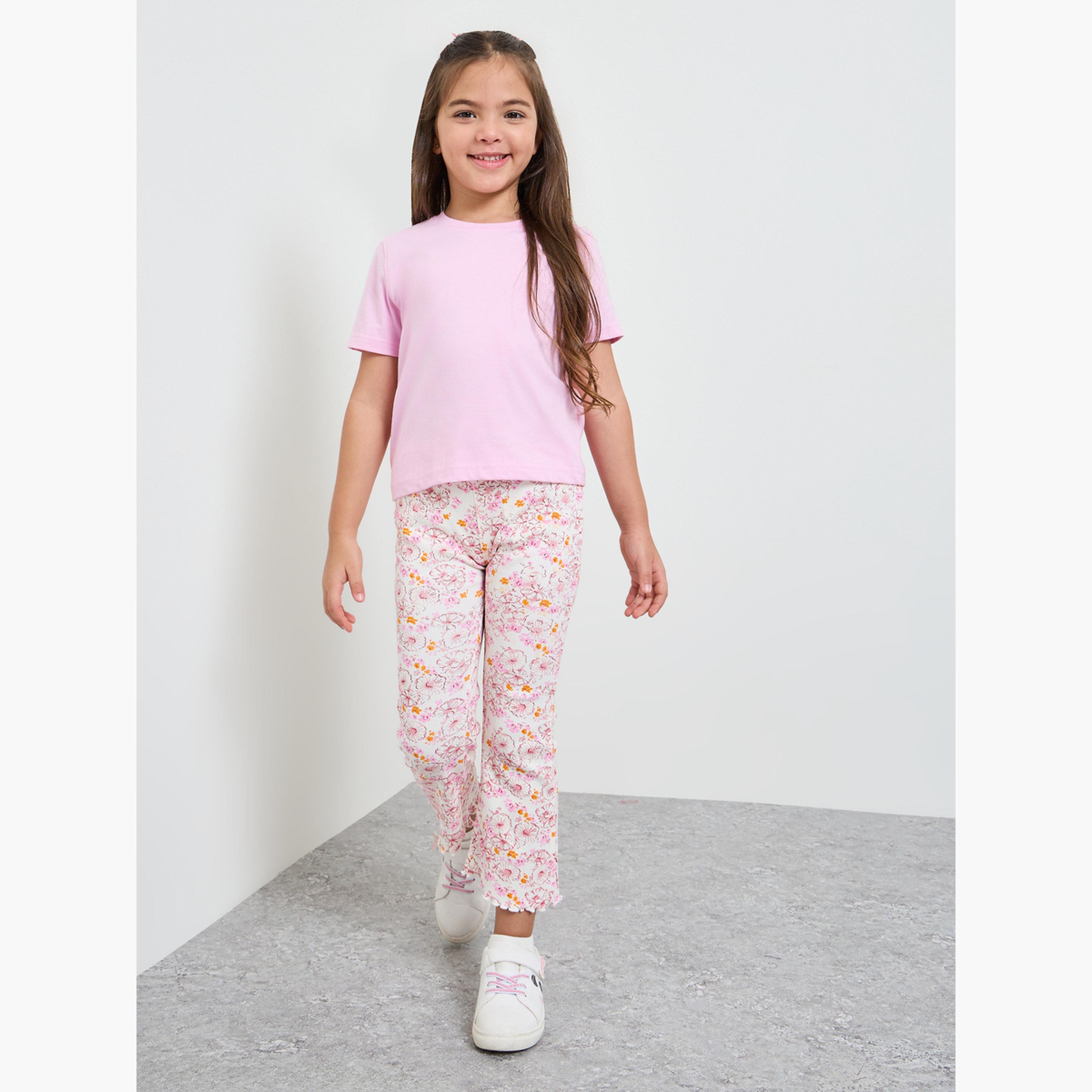 ليقنز مضلع بطبعة زهور للبنات-girls-clothing-bottoms-leggings-image-2