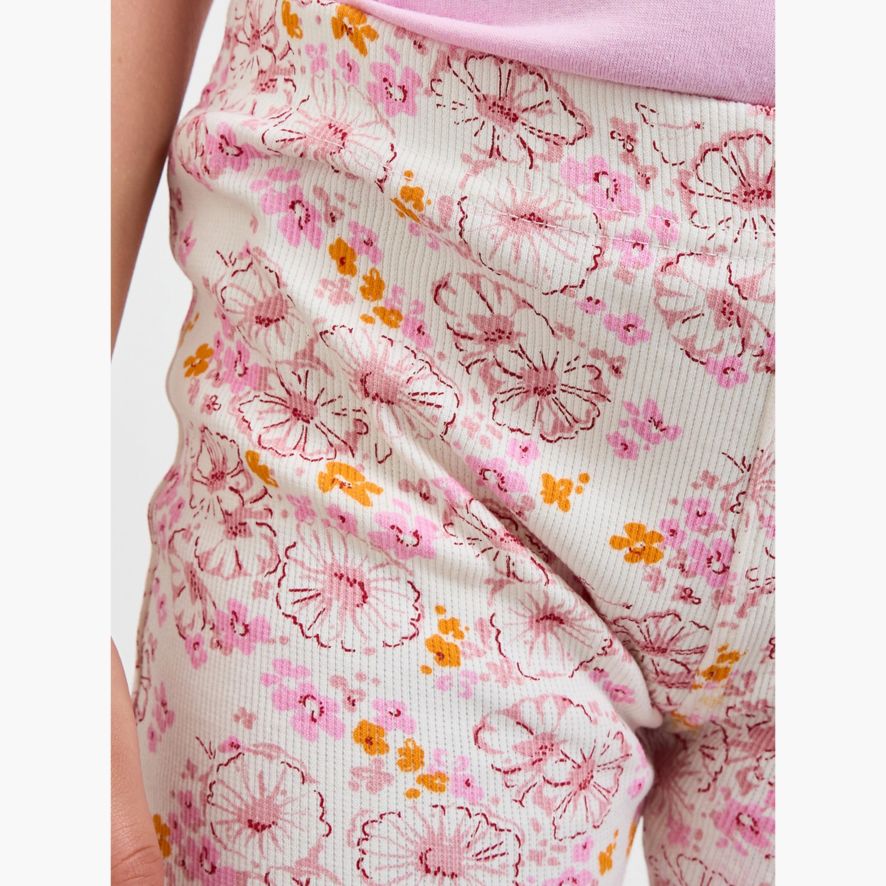 ليقنز مضلع بطبعة زهور للبنات-girls-clothing-bottoms-leggings-image-3