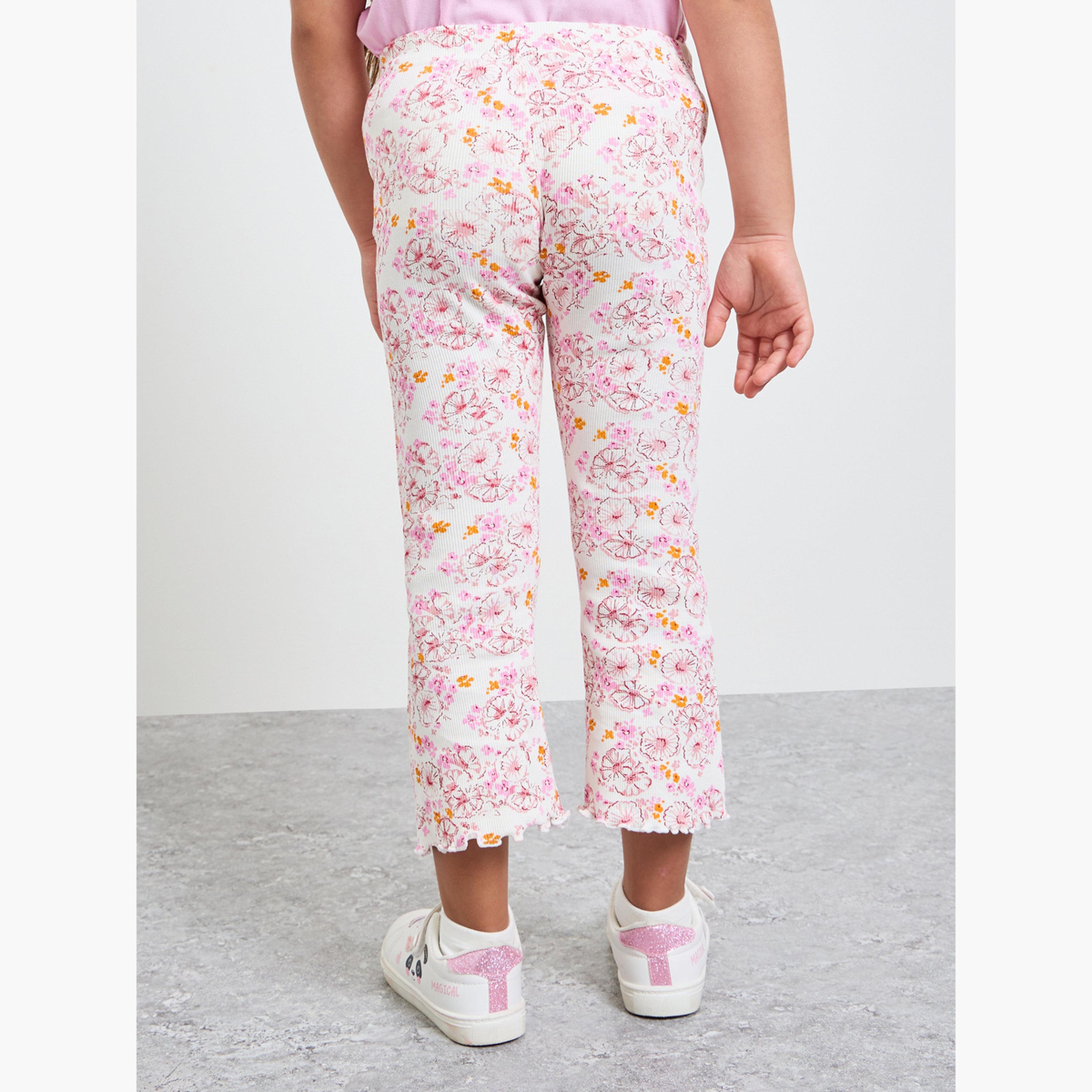 ليقنز مضلع بطبعة زهور للبنات-girls-clothing-bottoms-leggings-image-4