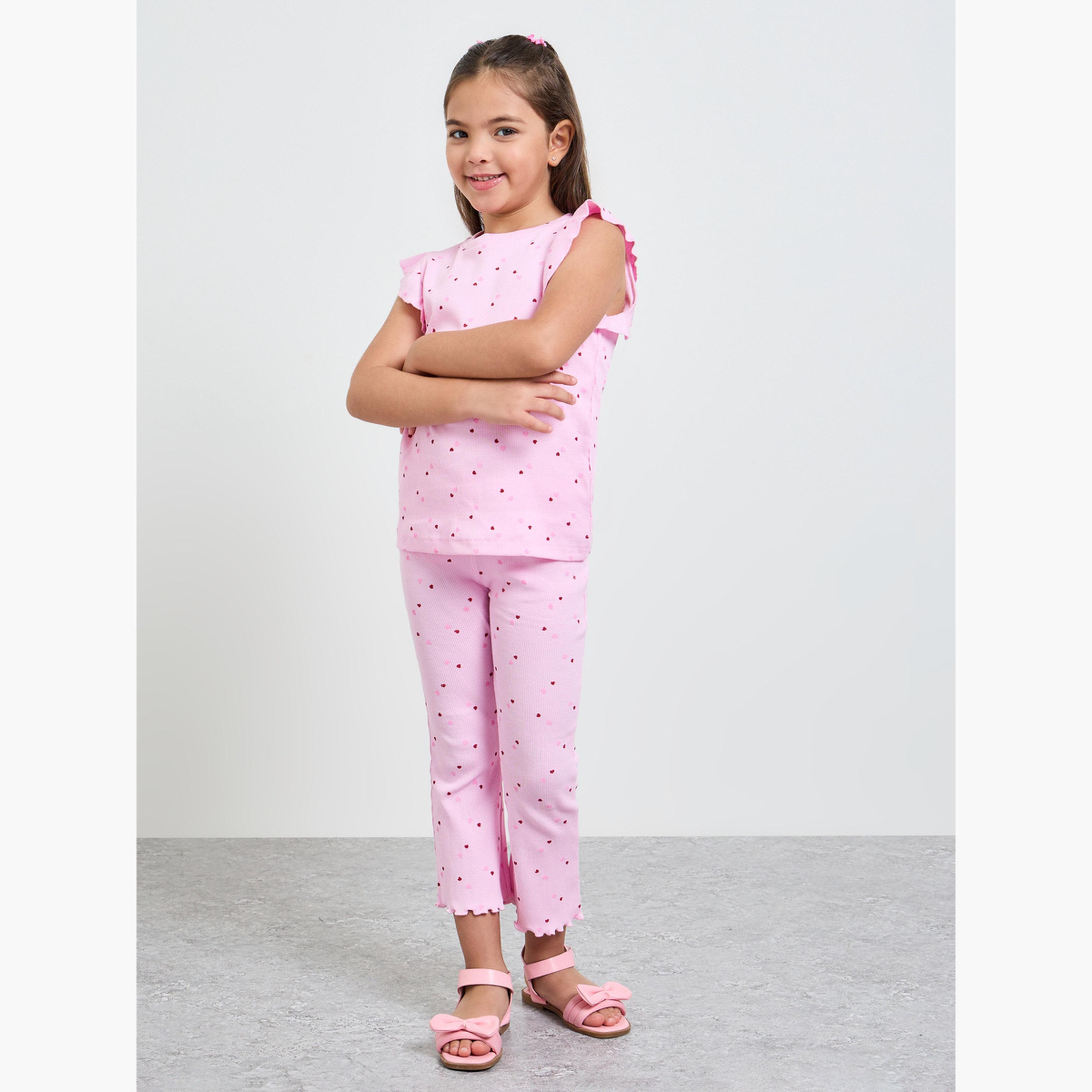 ليقنز مضلع بطبعة قلوب للبنات-girls-clothing-bottoms-leggings-image-2
